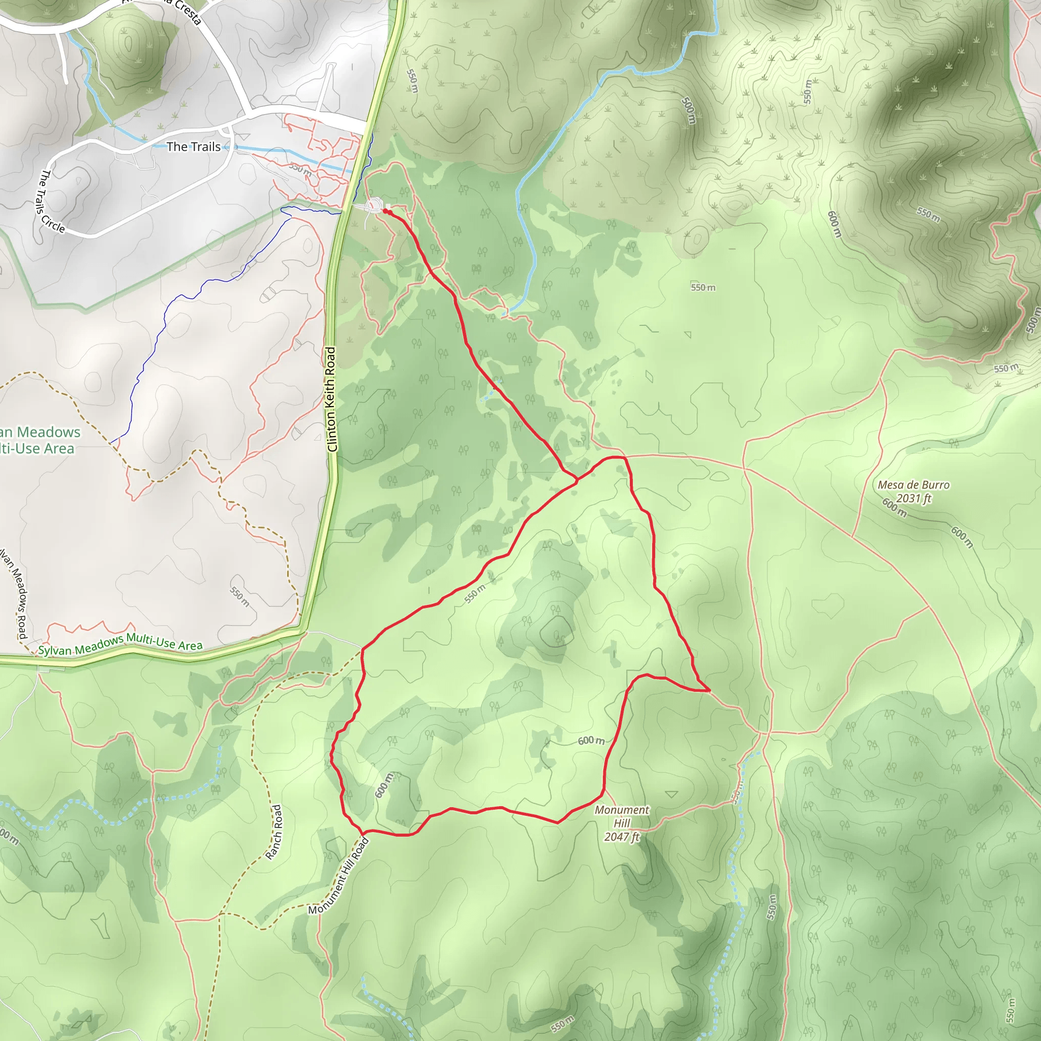 Monument Hill Trail Loop mobile static map