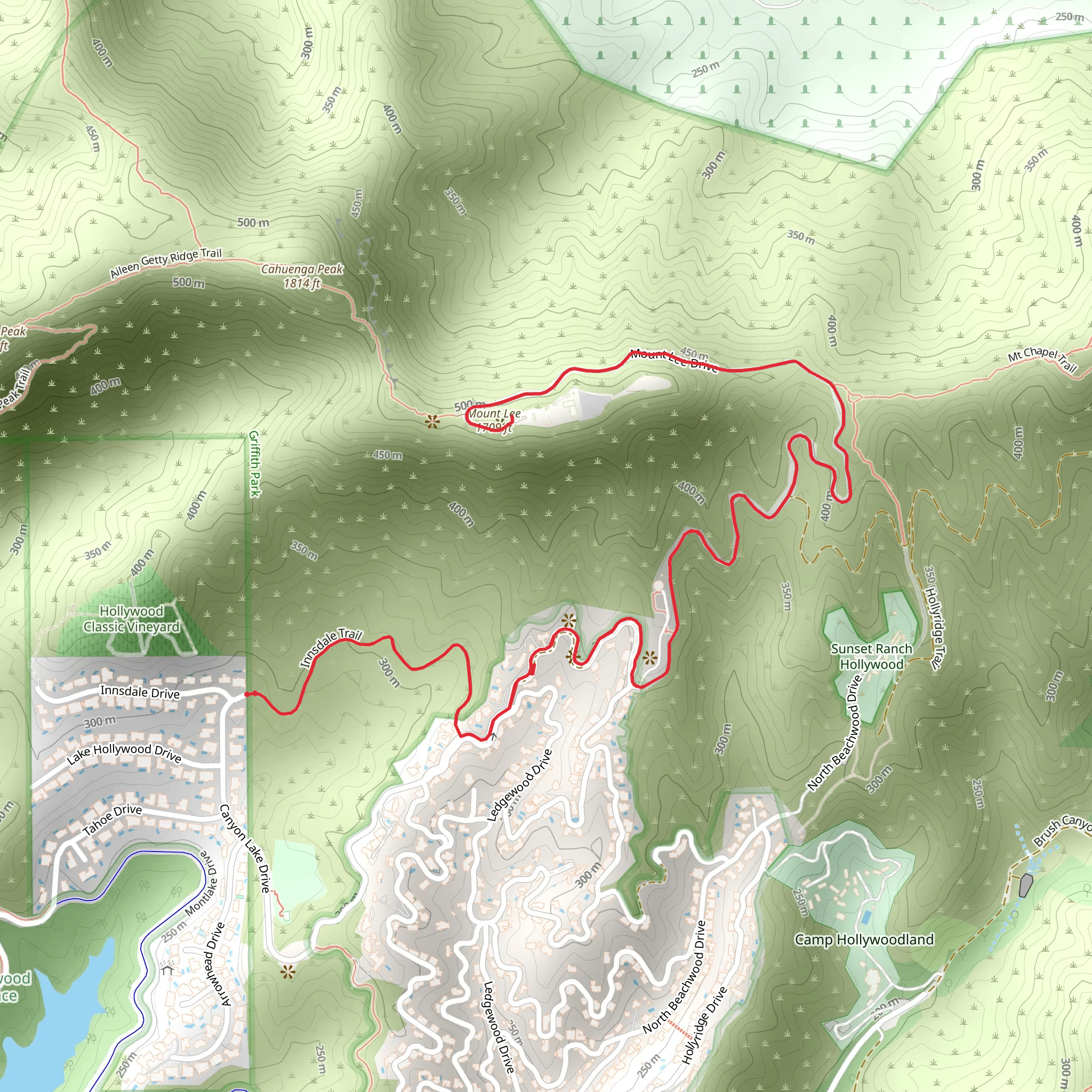 Innsdale Trail and Mount Lee mobile static map