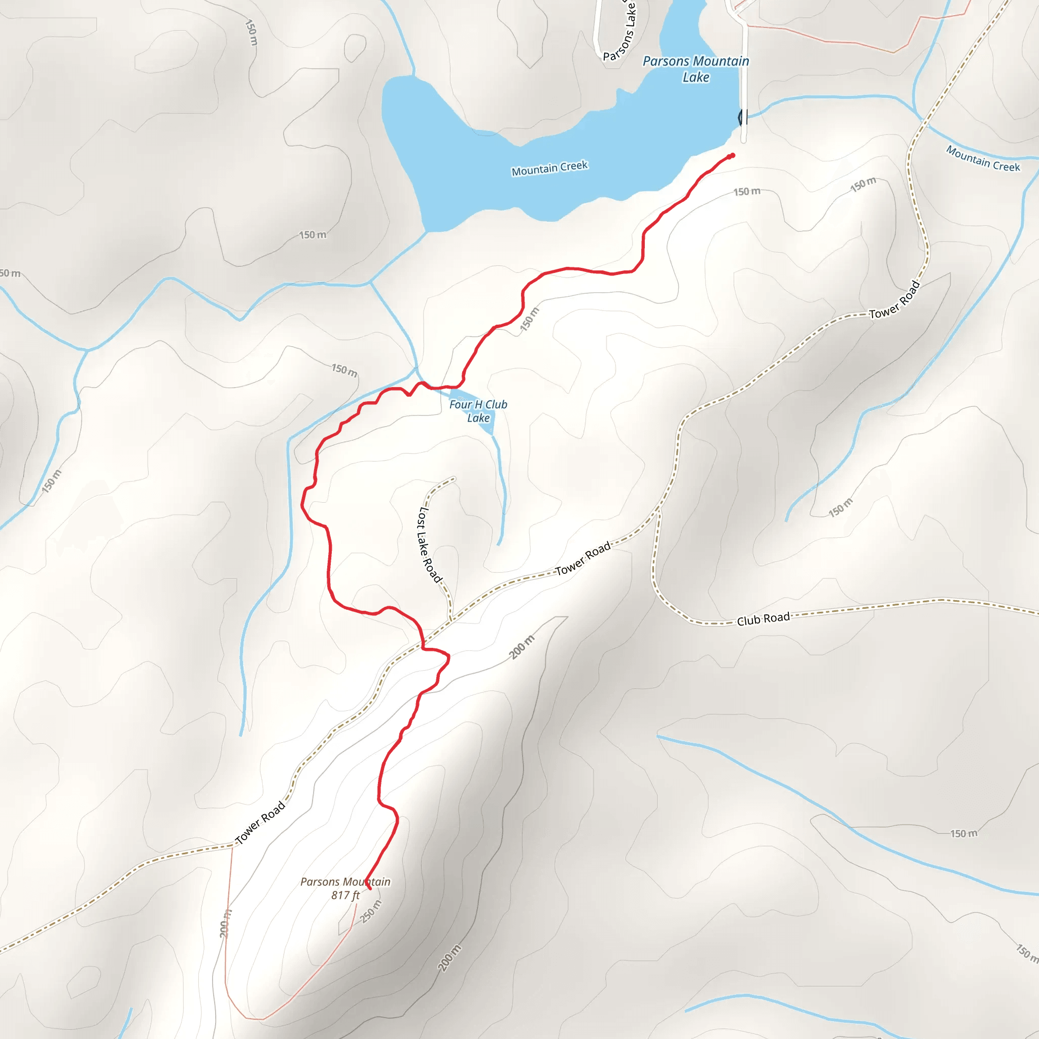 Parson Mountain Tower Trail mobile static map