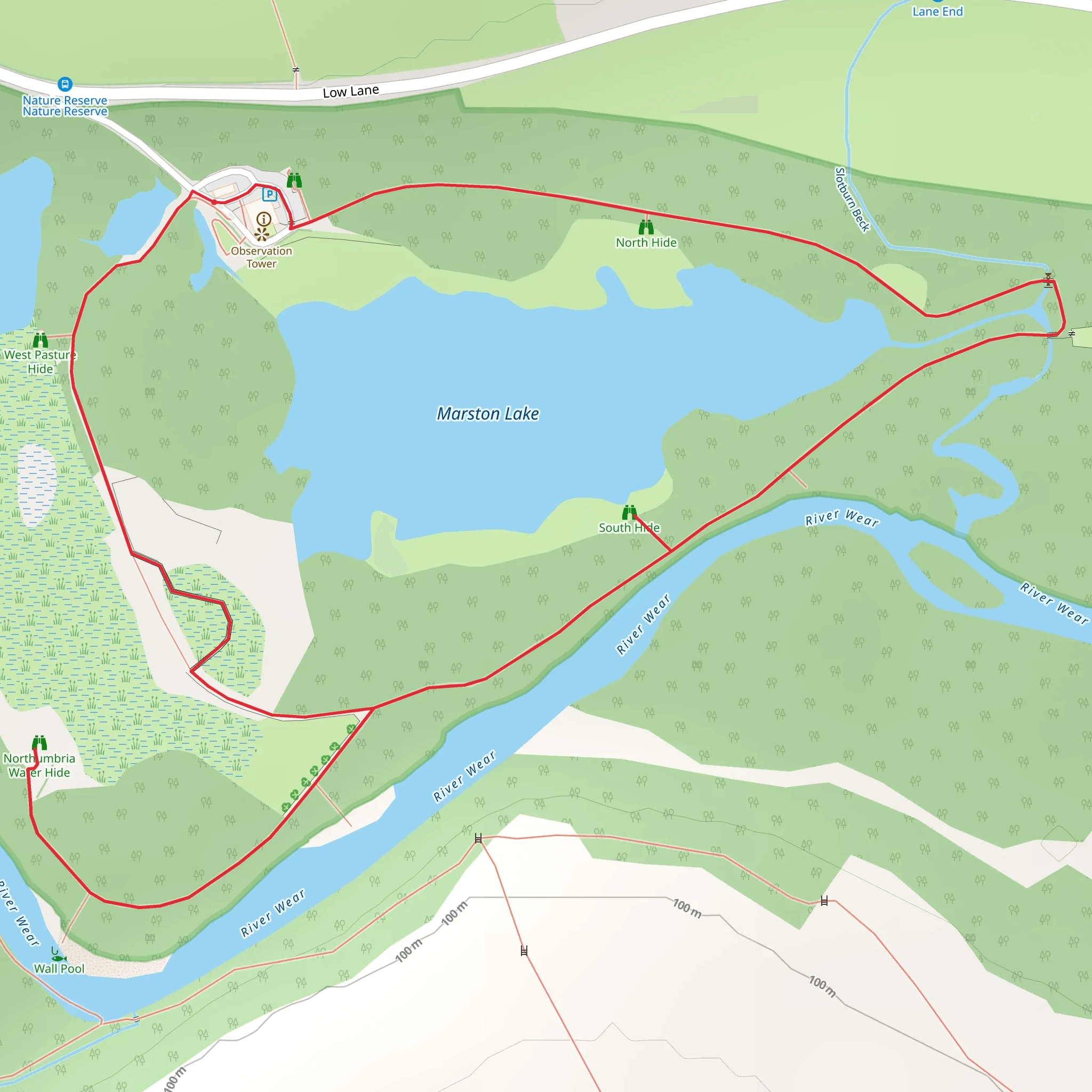 Marston Lake Loop - Low Barns Nature Reserve mobile static map