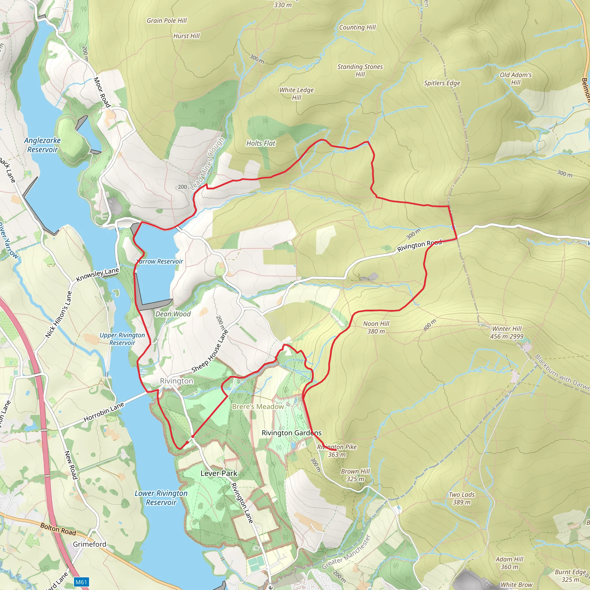 Rivington Pike Walk mobile static map