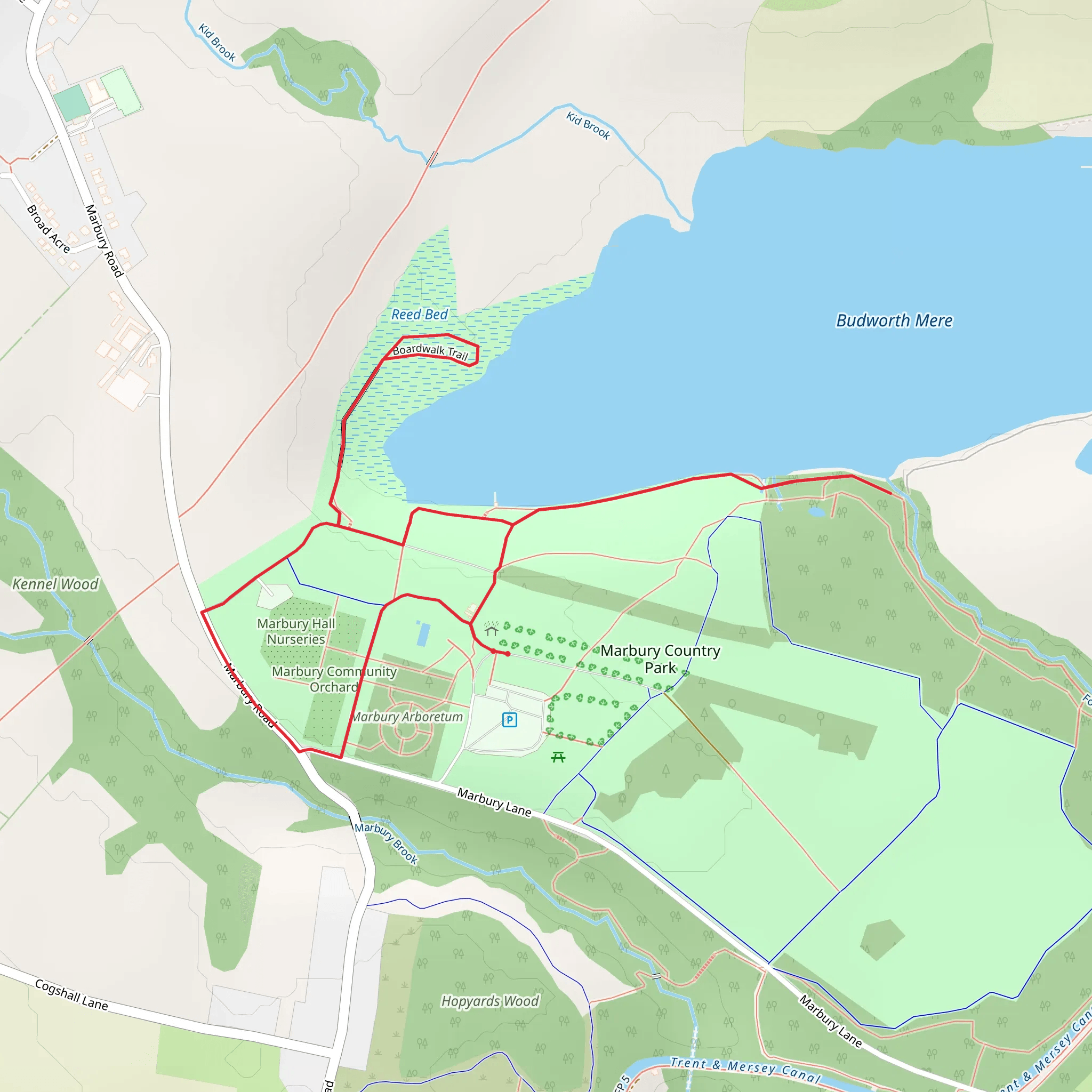 Budworth Mere Walk mobile static map