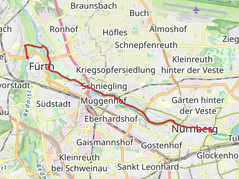 Fürth-Stadthalle to Wöhrder Wiese via Suessheimweg