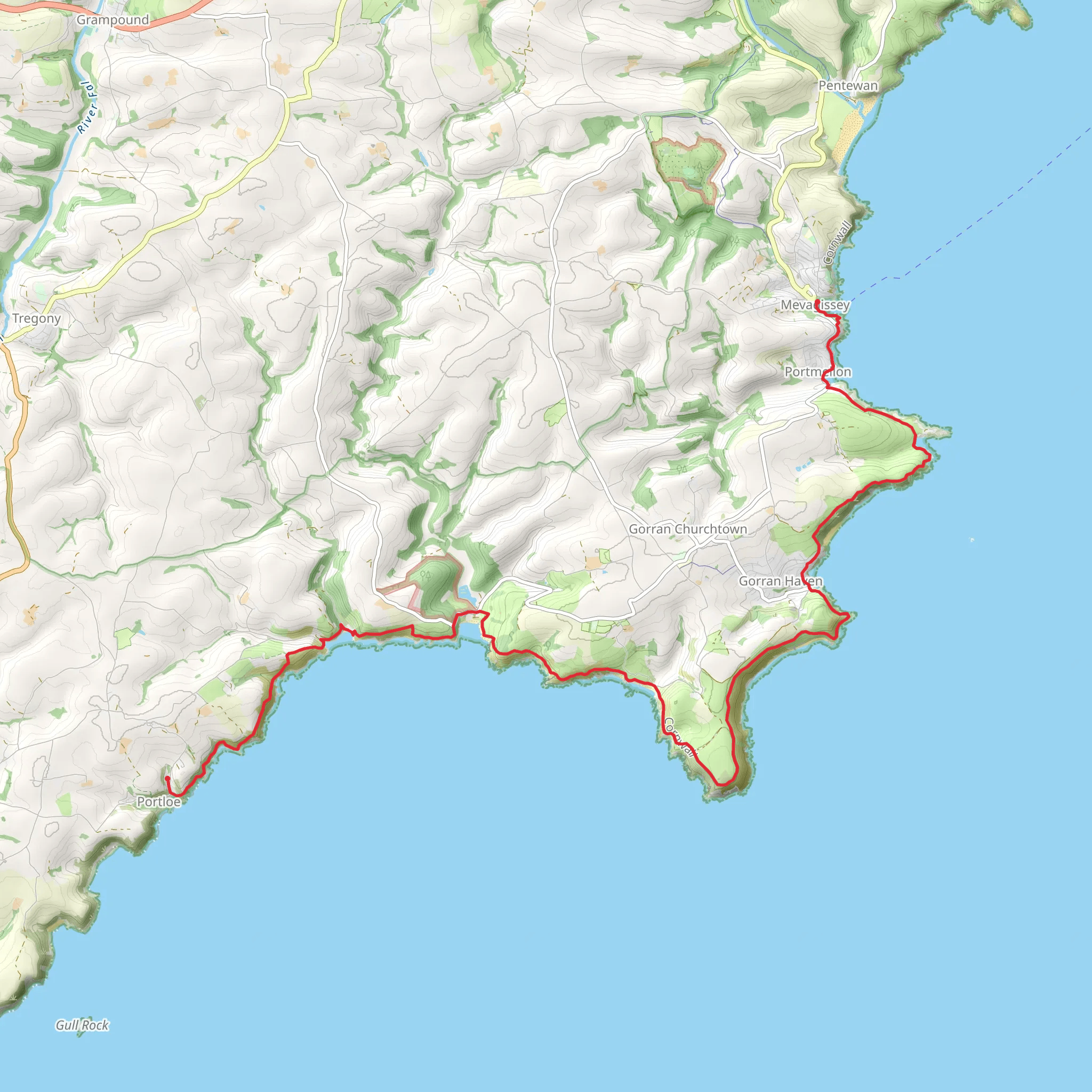 Portloe to Mevagissey Spice Walk mobile static map