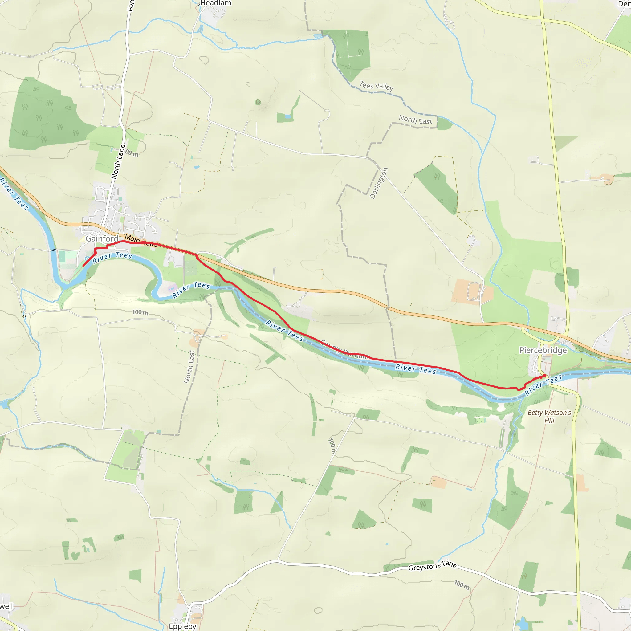 Piercebridge Walk mobile static map