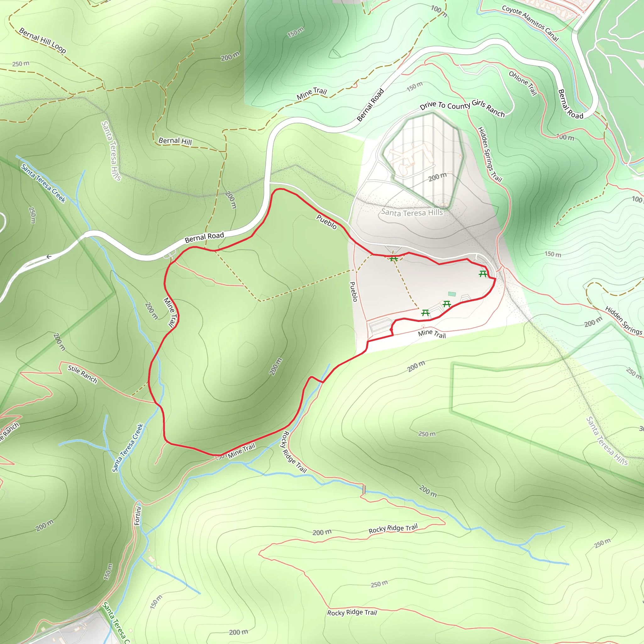 Mine Trail and Pueblo Loop mobile static map