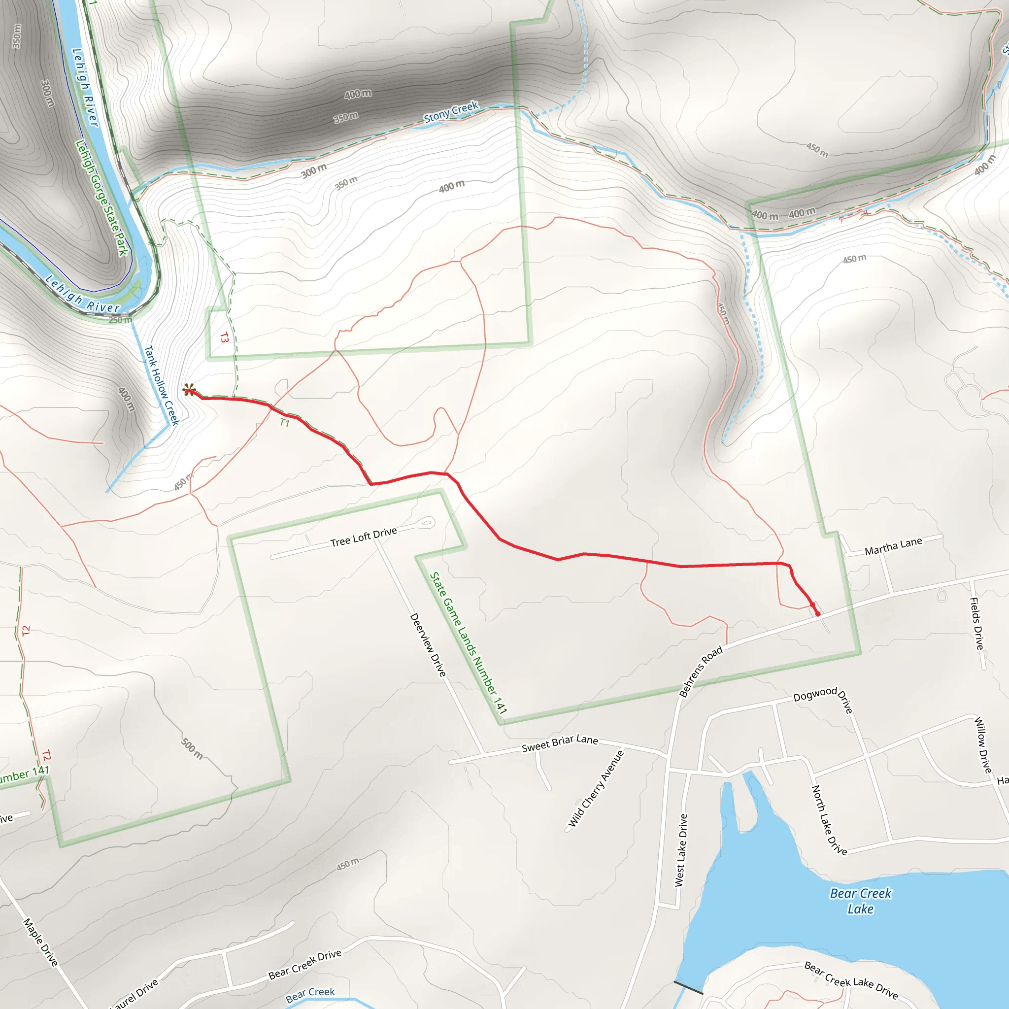 Tank Hollow Creek Trail via Behrens Road mobile static map