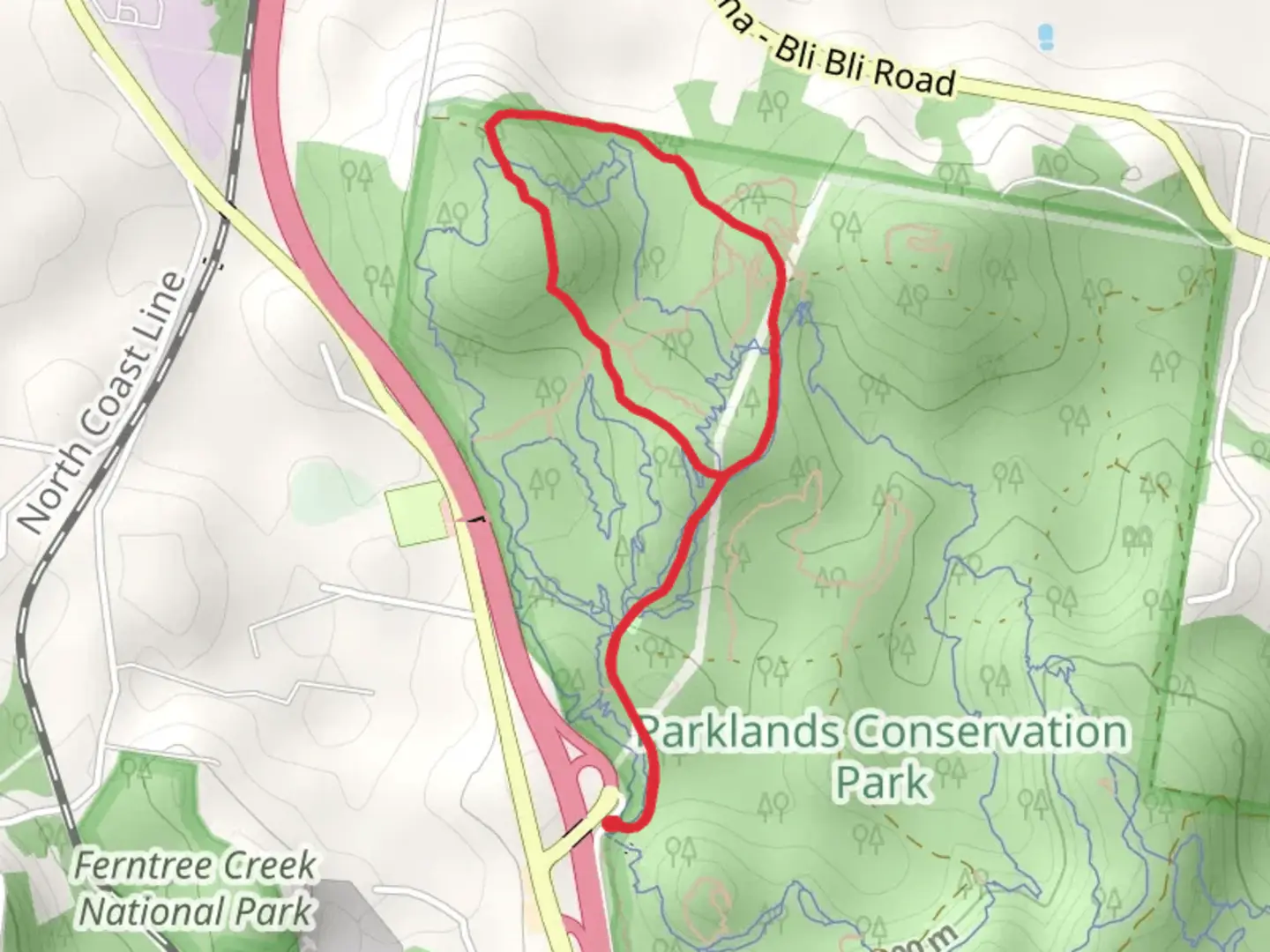An image depicting the trail Coobong Circuit Track and its surrounding area.