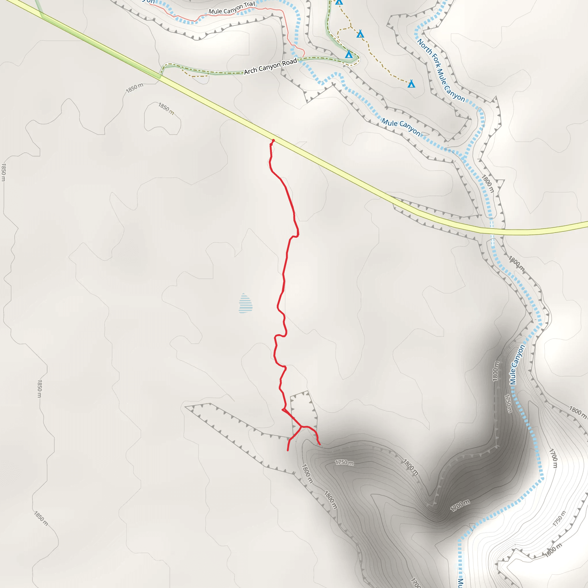 Mule Canyon Cave Towers mobile static map