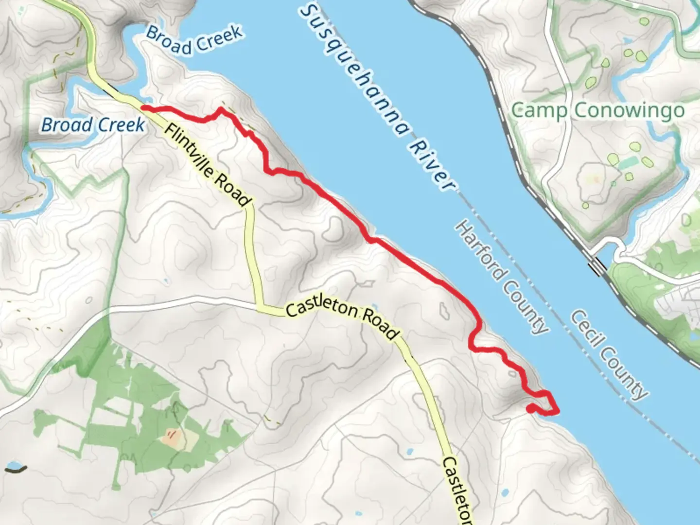 An image depicting the trail Board Creek via Mason - Dixon Trail and its surrounding area.