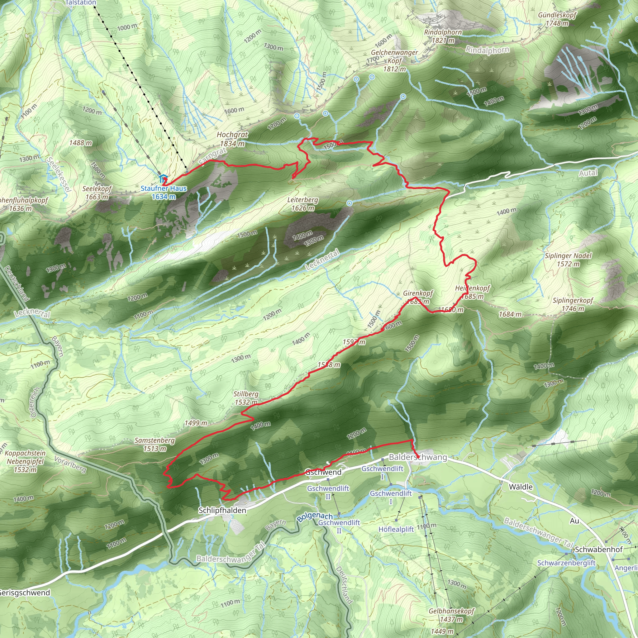Morgenalpe to Balderschwang via Himmelsstruermer Route mobile static map