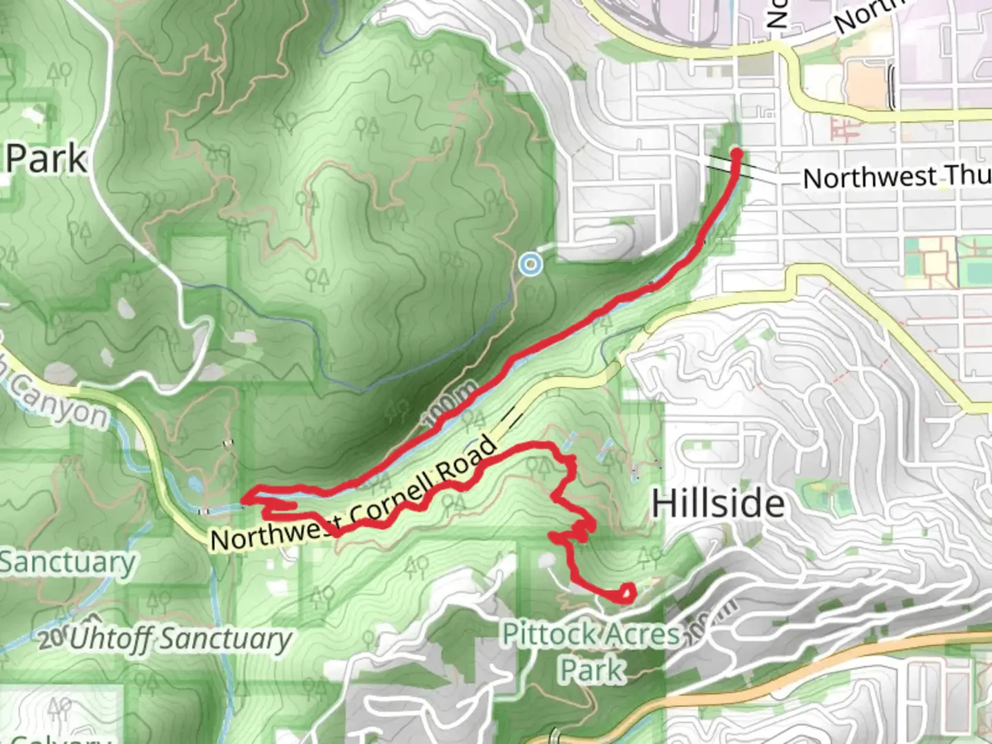 An image depicting the trail Lower Macleay Trail and Woodland Trail and its surrounding area.