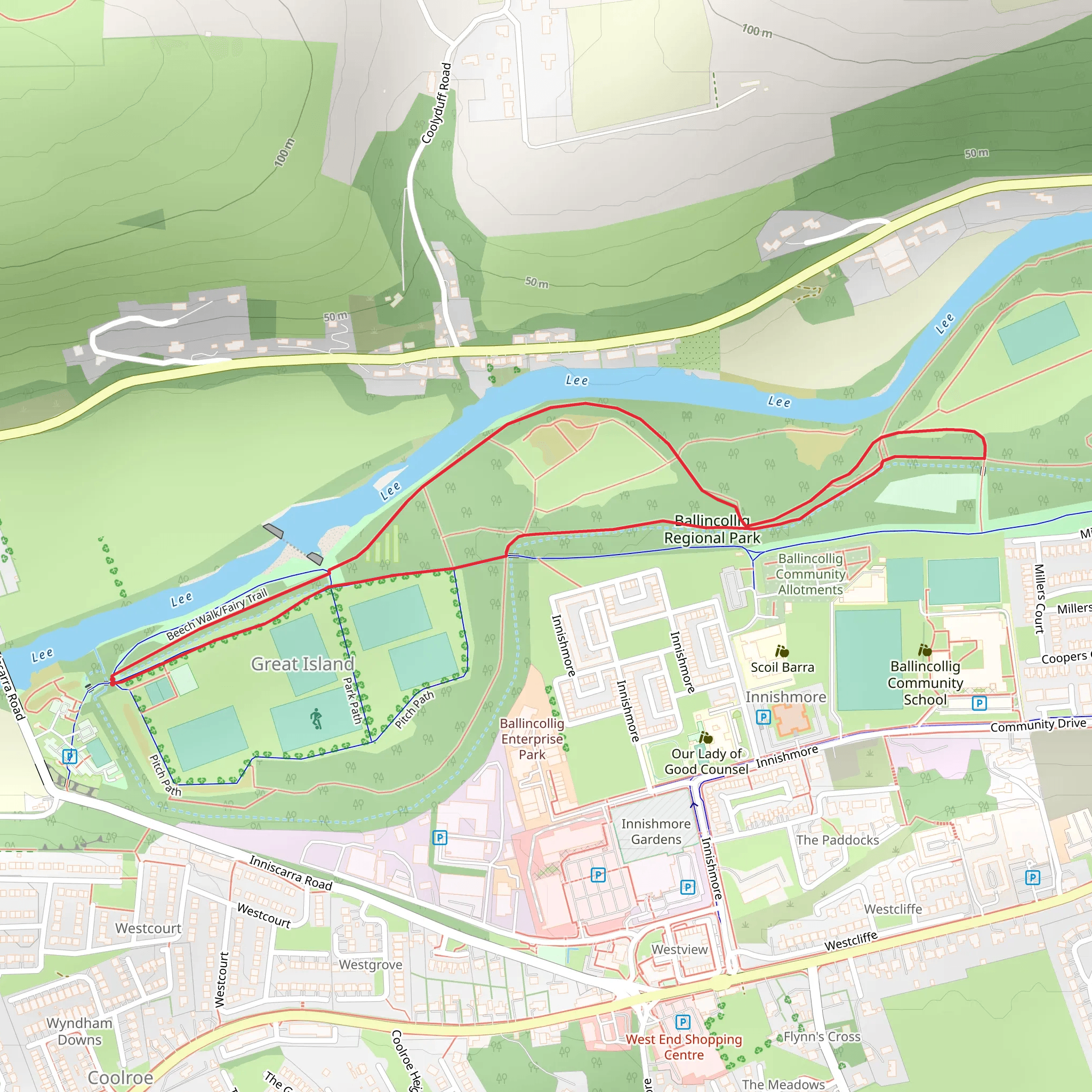 Ballincollig Gunpowder Trails - Ash Trail mobile static map