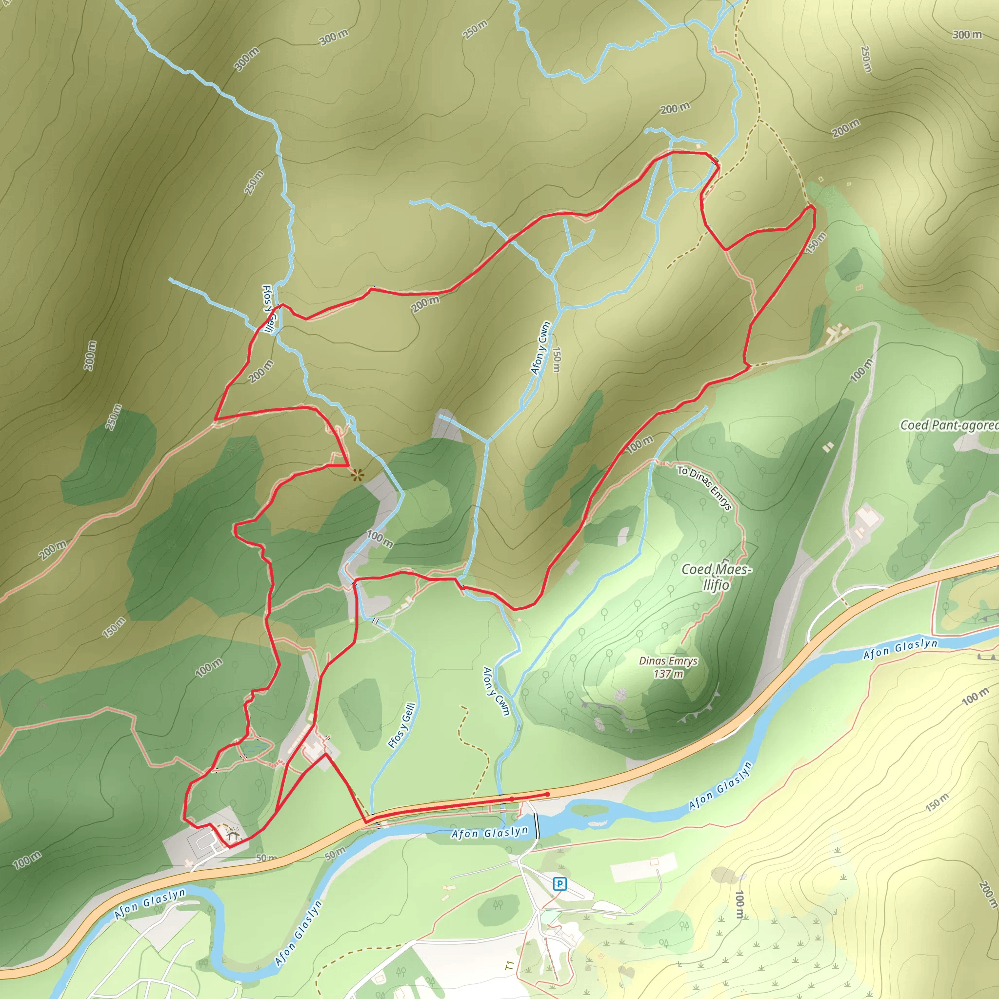 Craflwyn Circular near Beddgelert mobile static map