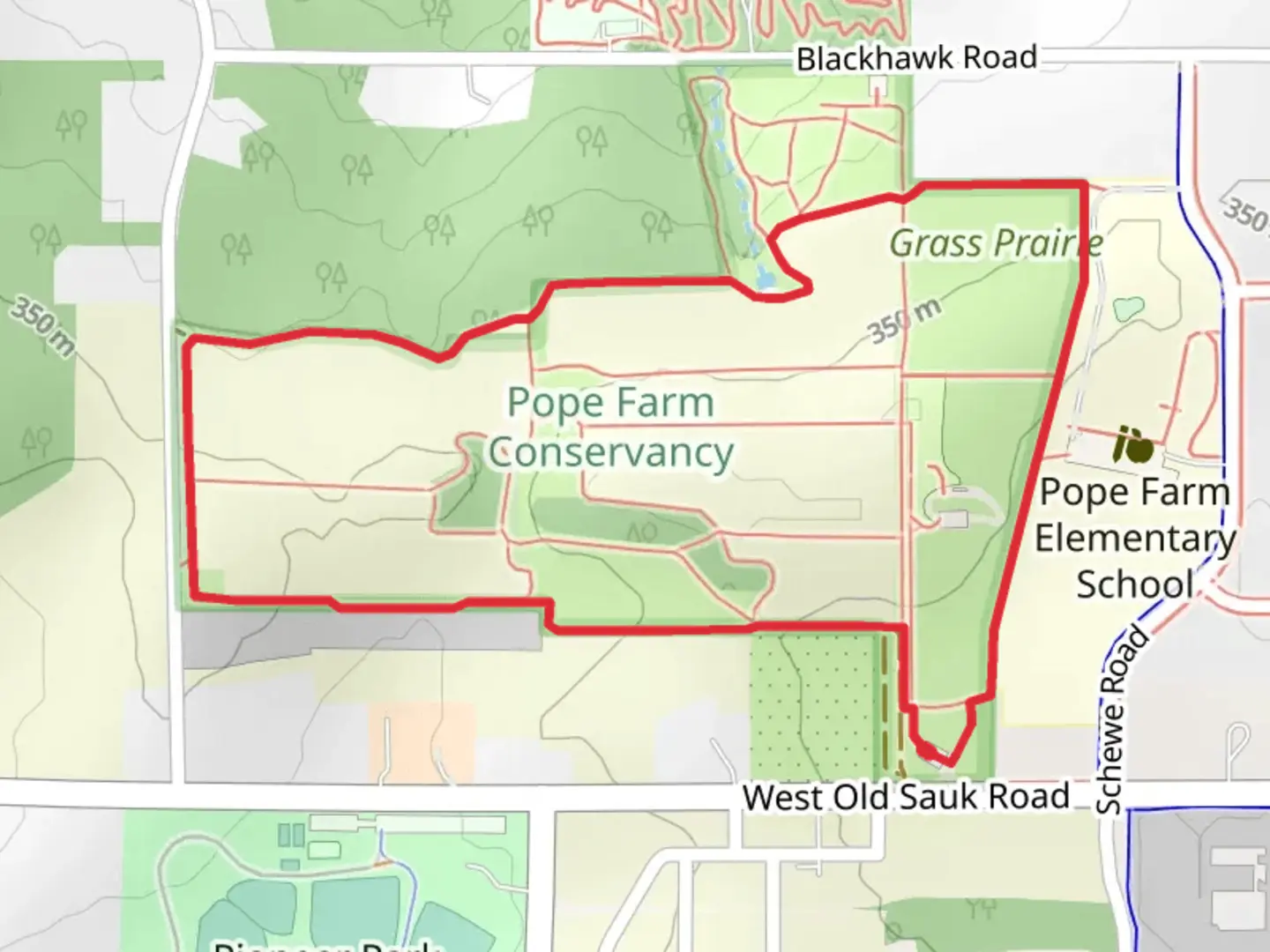 An image depicting the trail Forbes Prairie, Grass Prairie and Sugar Maples Loop and its surrounding area.