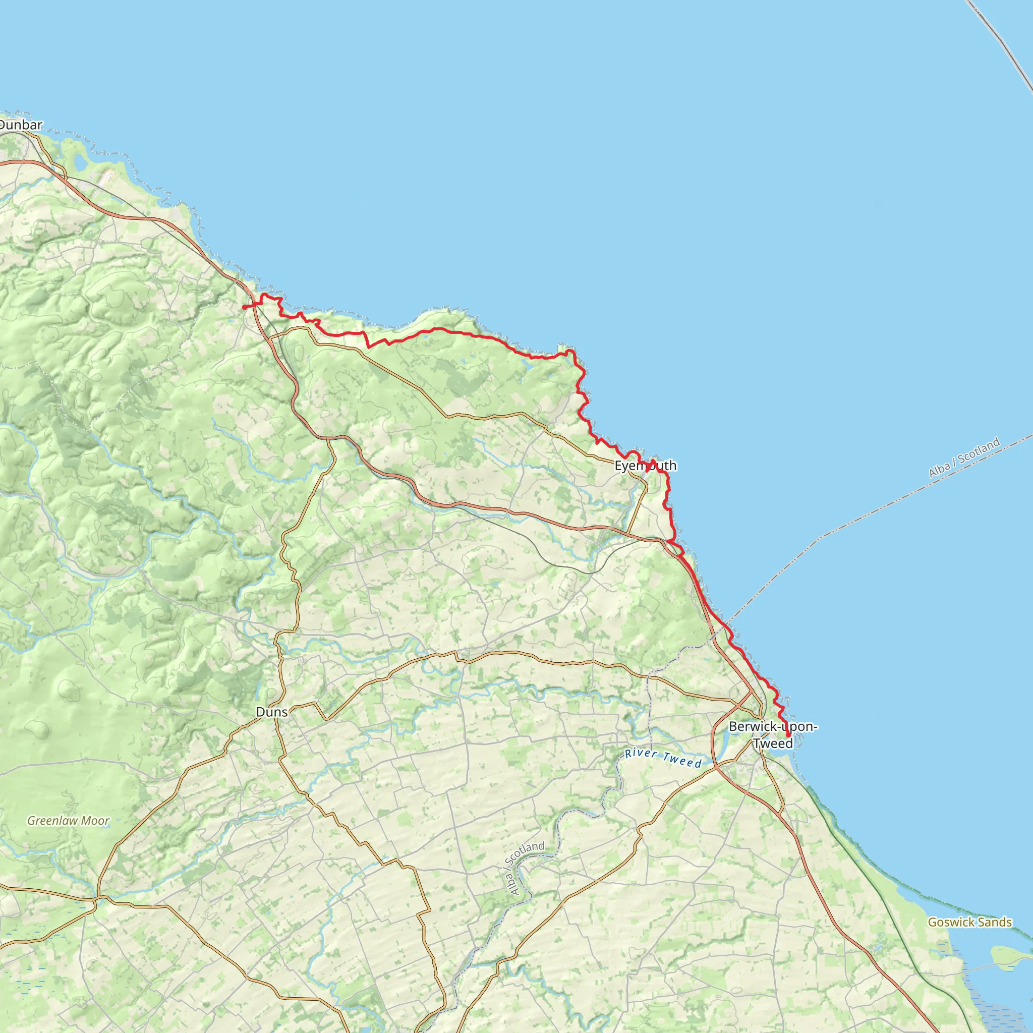 Berwickshire Coastal Path mobile static map