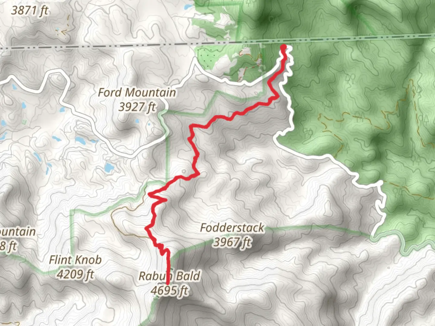 An image depicting the trail Rabun Bald via Bartram Trail and its surrounding area.