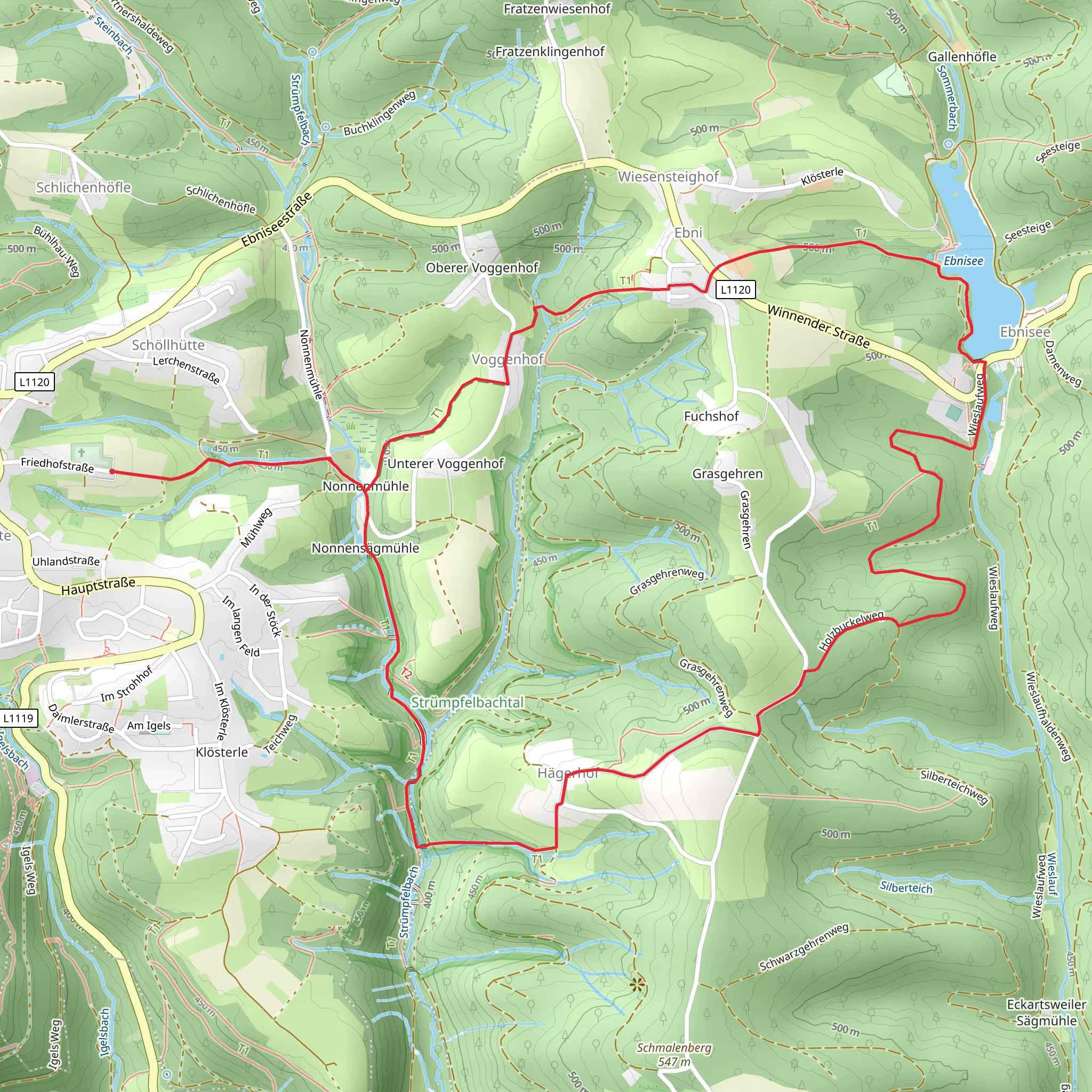 Voggenhof, Ebnisee and Strumpfelbachtal Loop mobile static map
