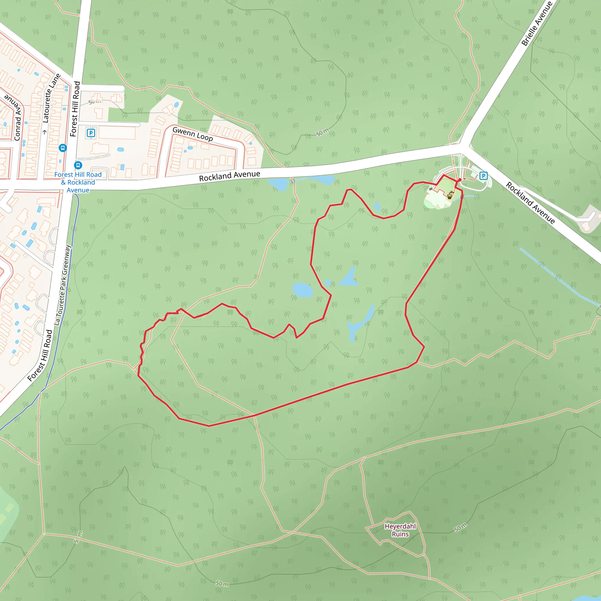 Greenbelt Blue Trail Loop - Rockland Avenue mobile static map