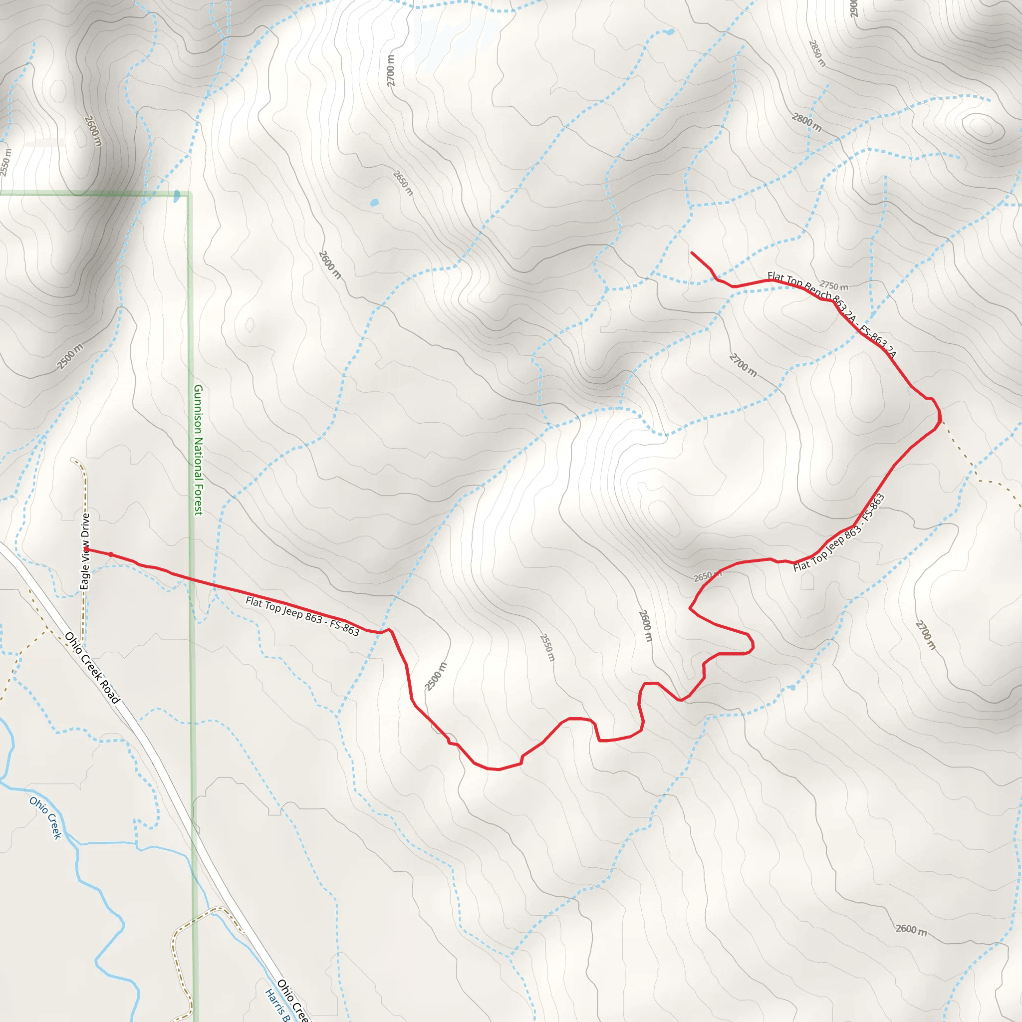 Flattop Bench Trail via Flattop Trail mobile static map