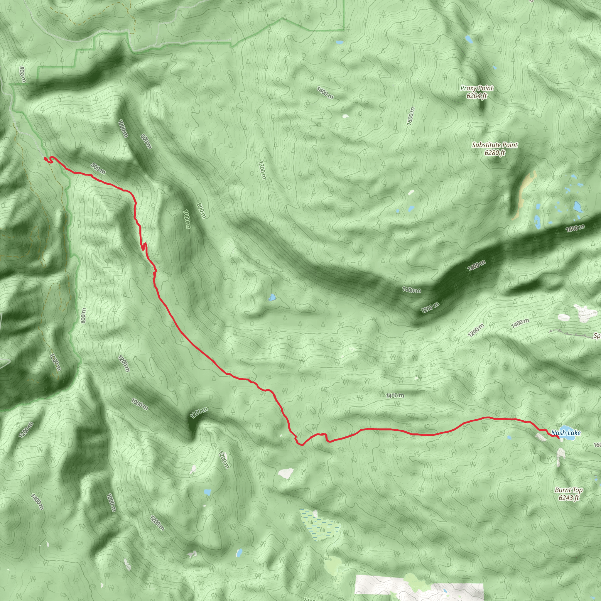 Nash Lake via Roney Creek mobile static map