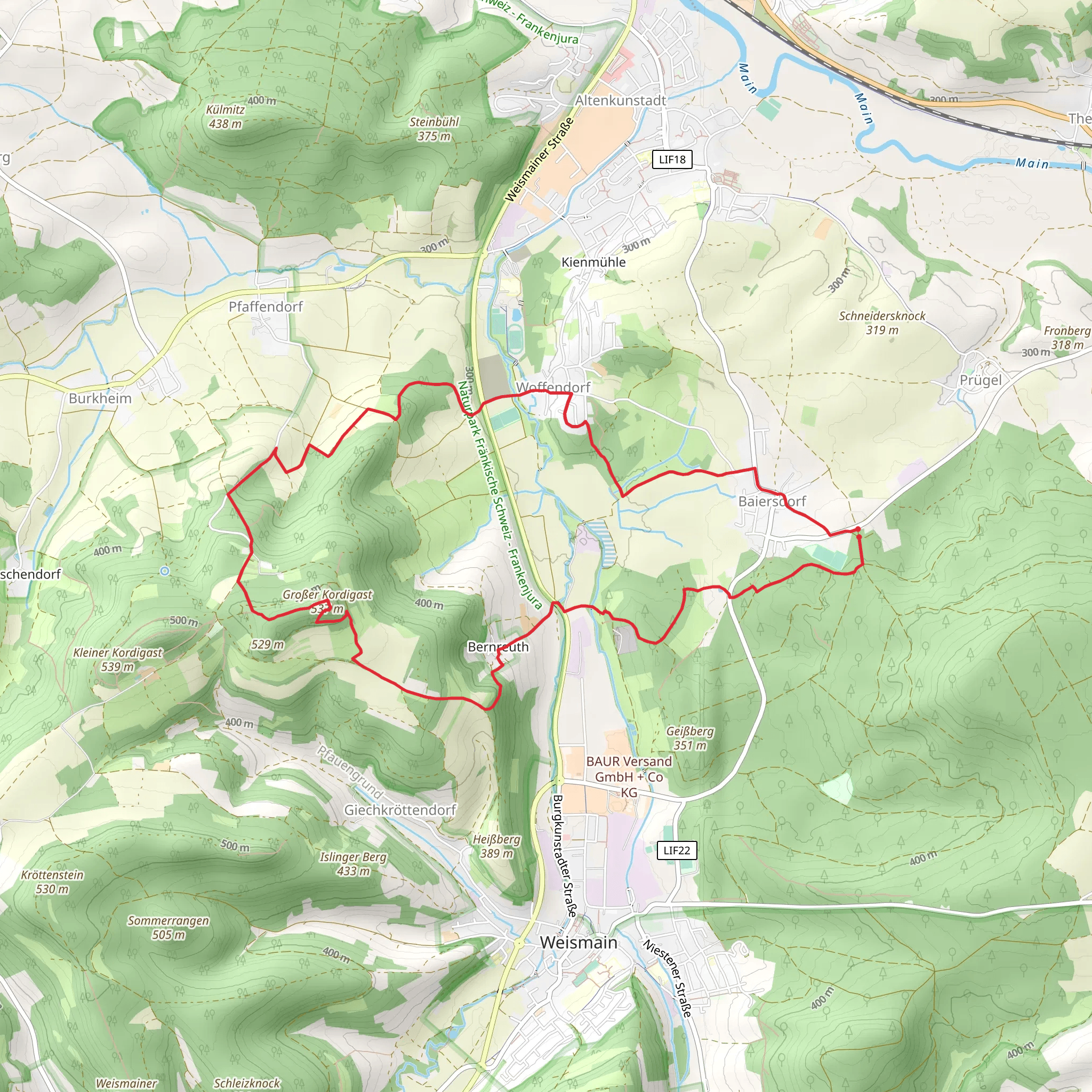 Kordigast Rundweg mobile static map