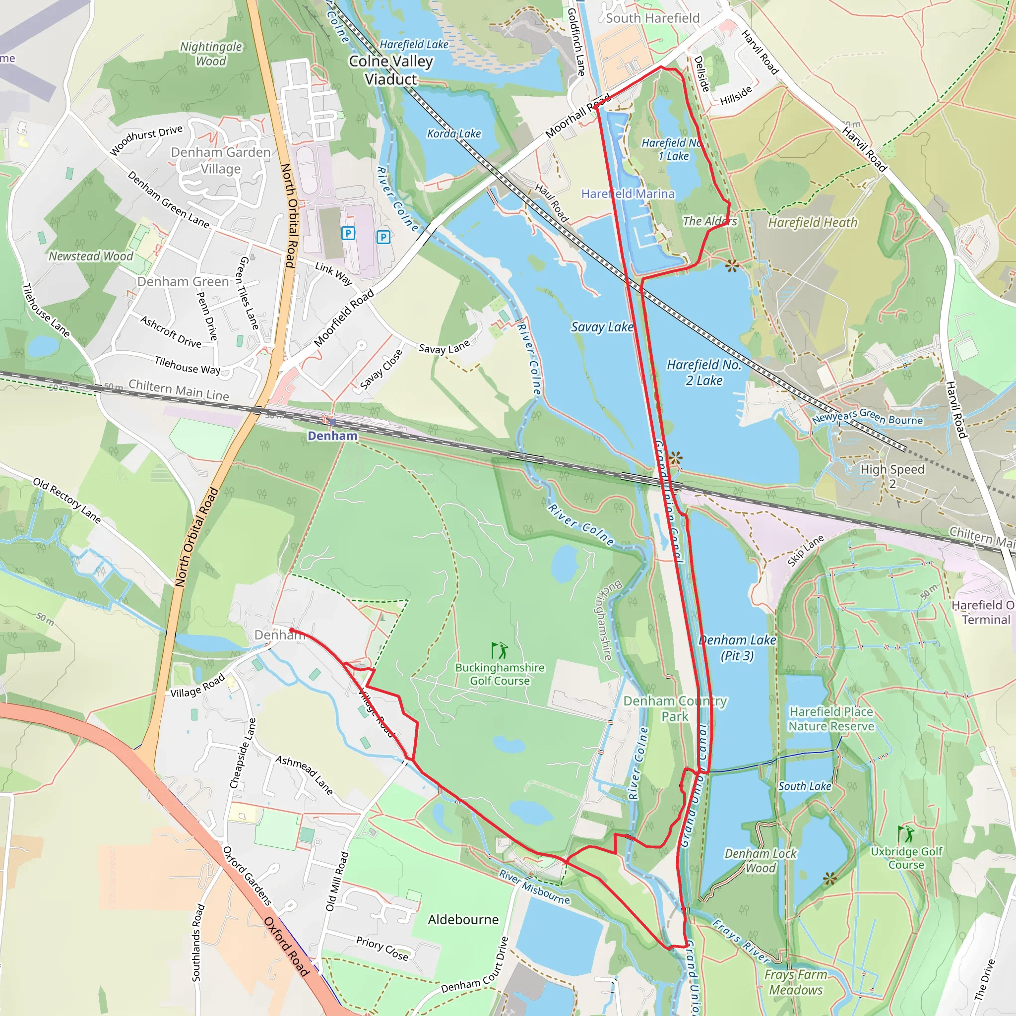 Grand Union Canal and Savay Lake Loop mobile static map