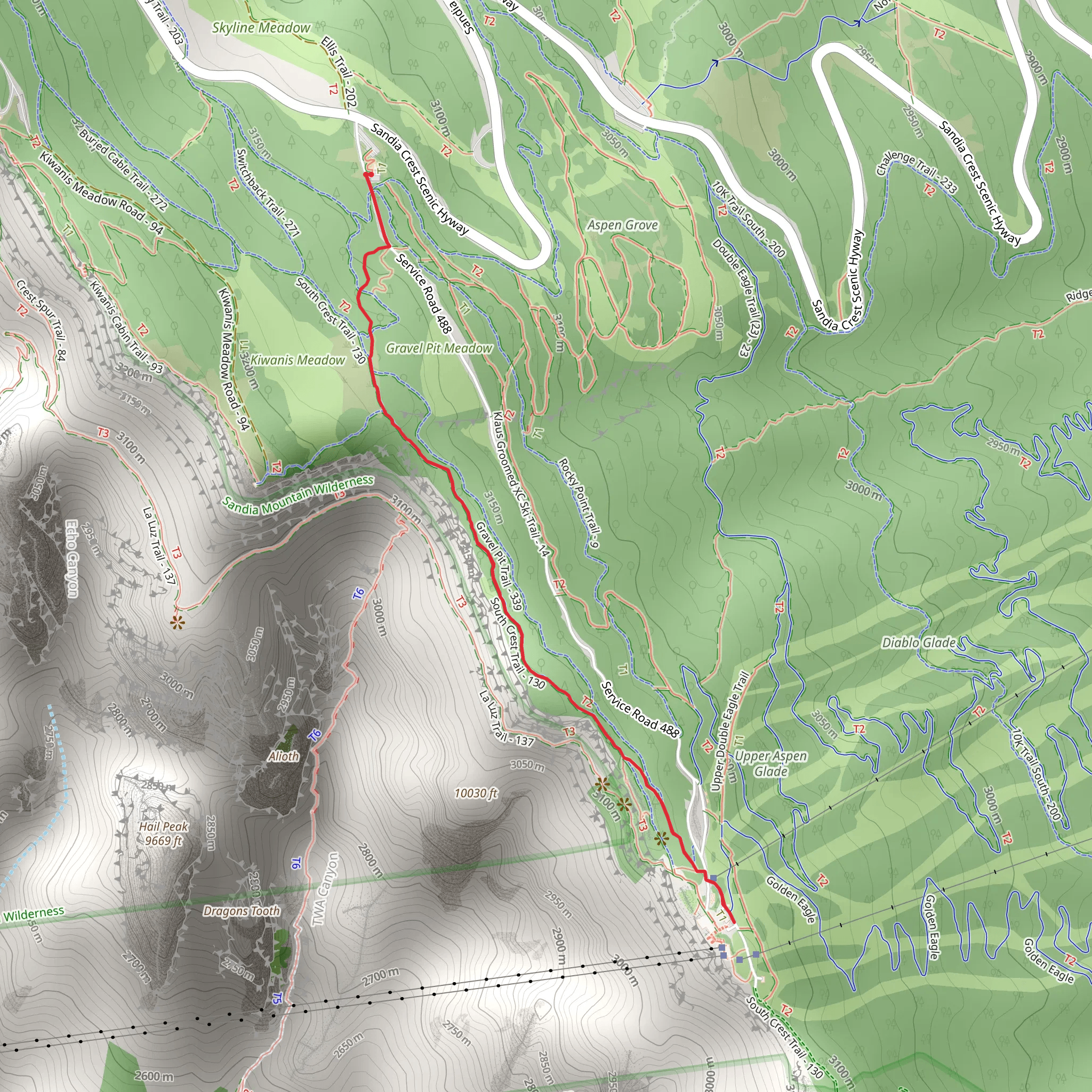 South Crest Trail mobile static map