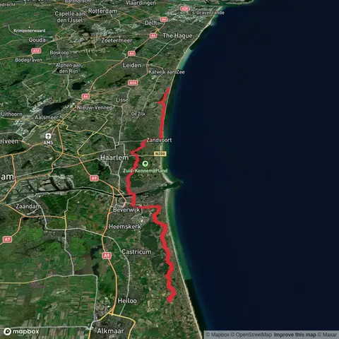 Herenweg to Noordwijk aan zee via Van Oldenborghweg and Rijwielpad Boswachterij Noordwijk