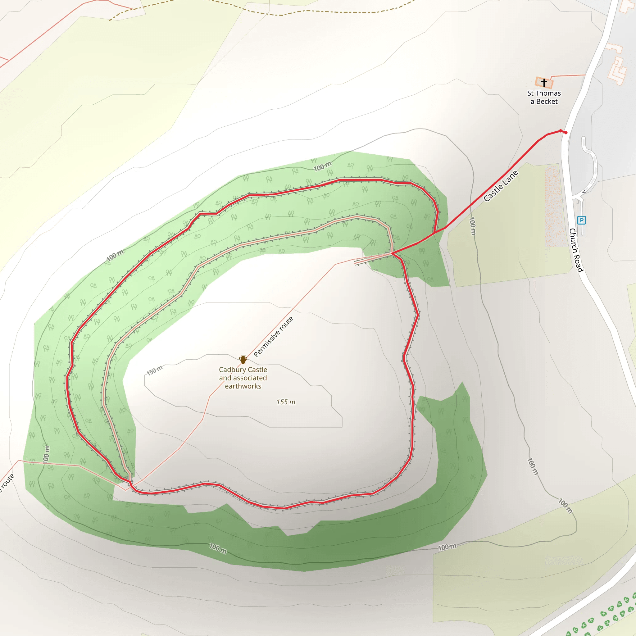 Cadbury Castle mobile static map