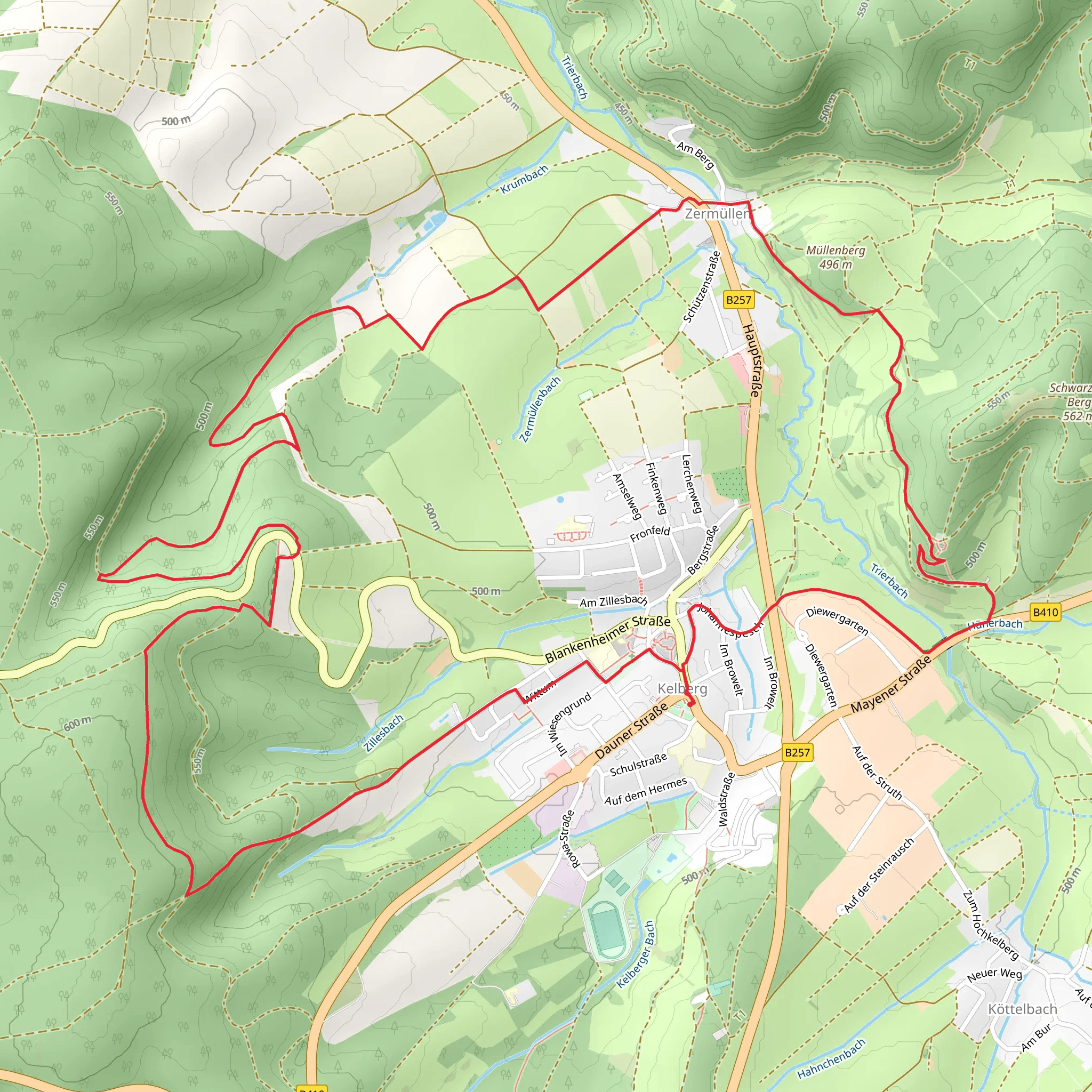 St Vincentius und Nikolaus, Jeckelsberg and Ehrenfriedhof Loop mobile static map