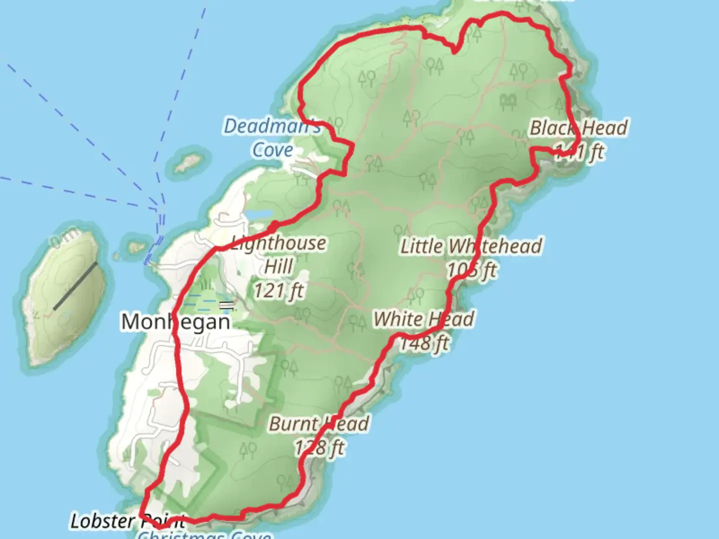An image depicting the trail Cliff Trail - Monhegan and its surrounding area.
