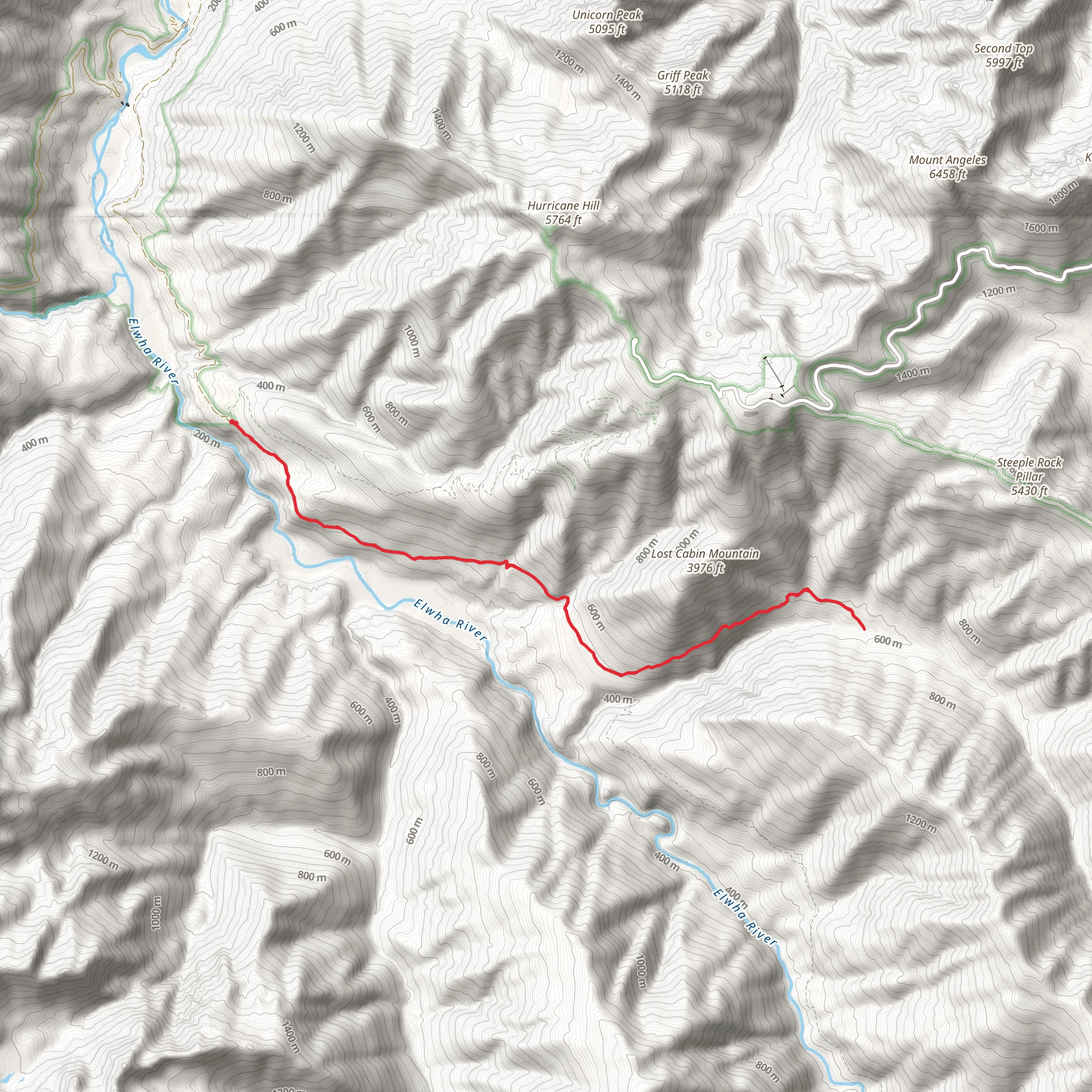 Lillian River Trail via Elwha River Trail mobile static map