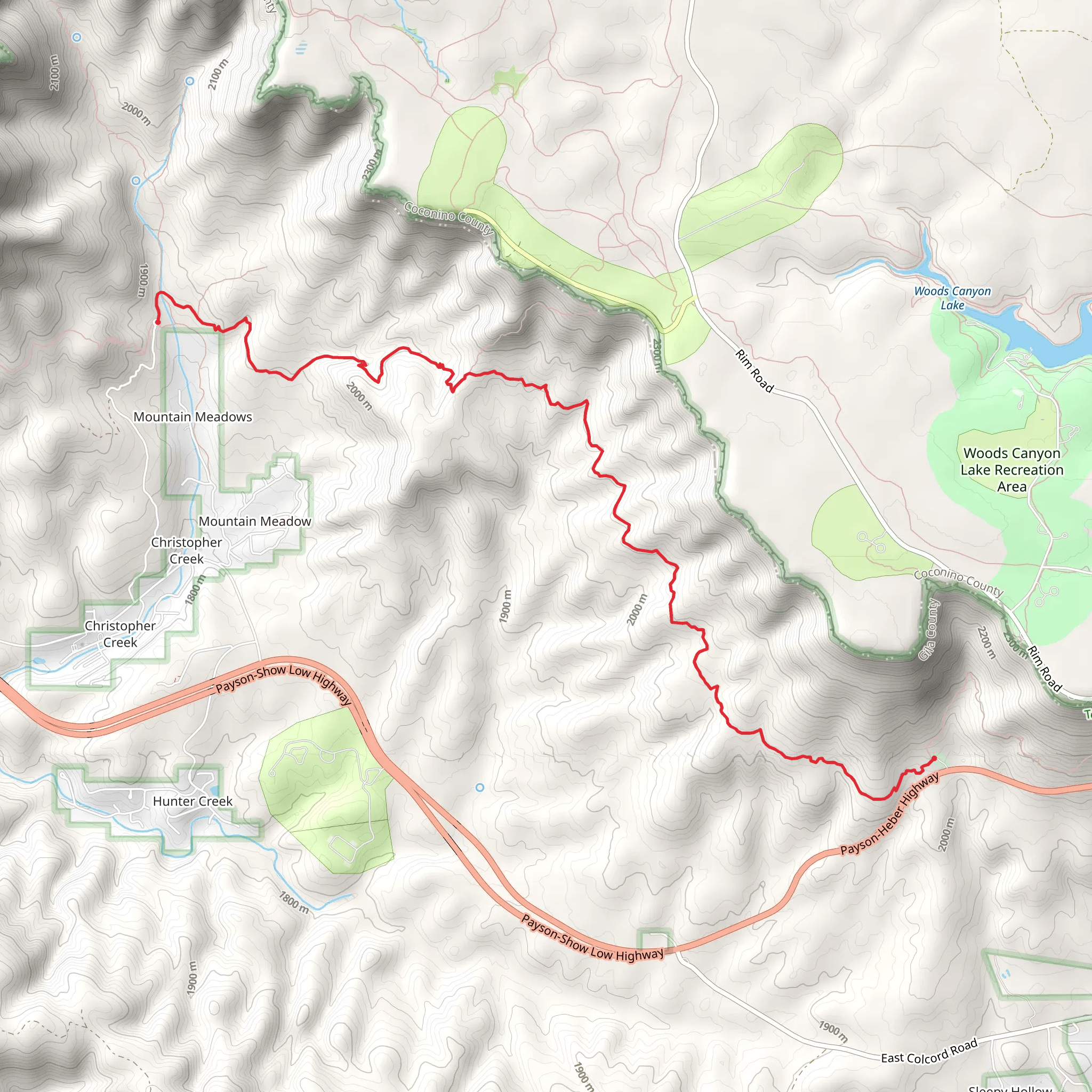 Highline Trail from Payson-Heber Highway mobile static map