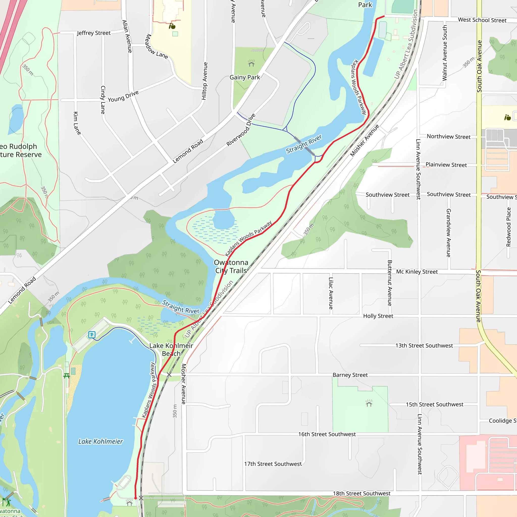 Kaplans Woods Parkway mobile static map
