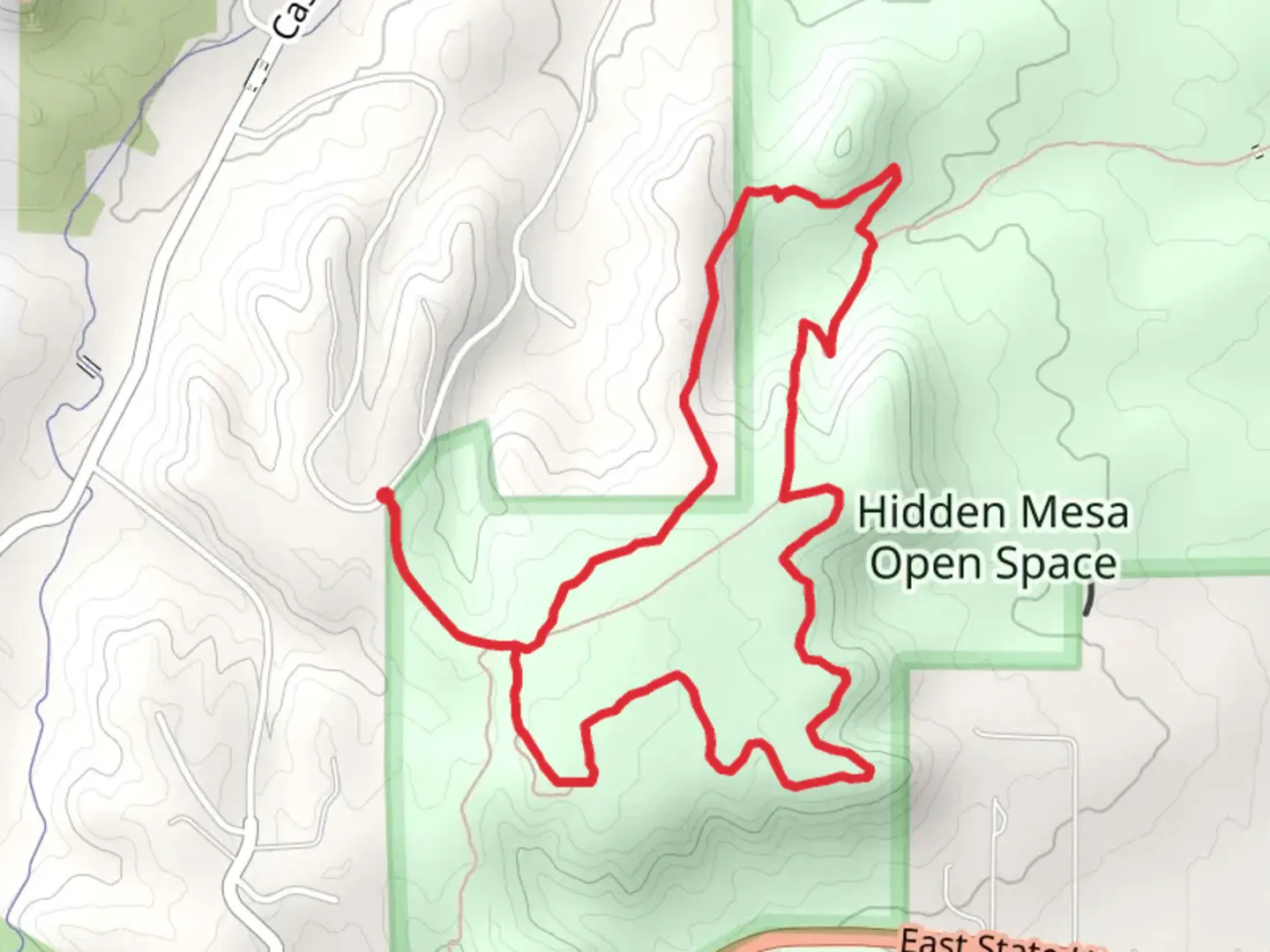 An image depicting the trail Hidden Mesa, Pleasant Pass and Hidden Mesa - Mesa Rim Loop Trail and its surrounding area.