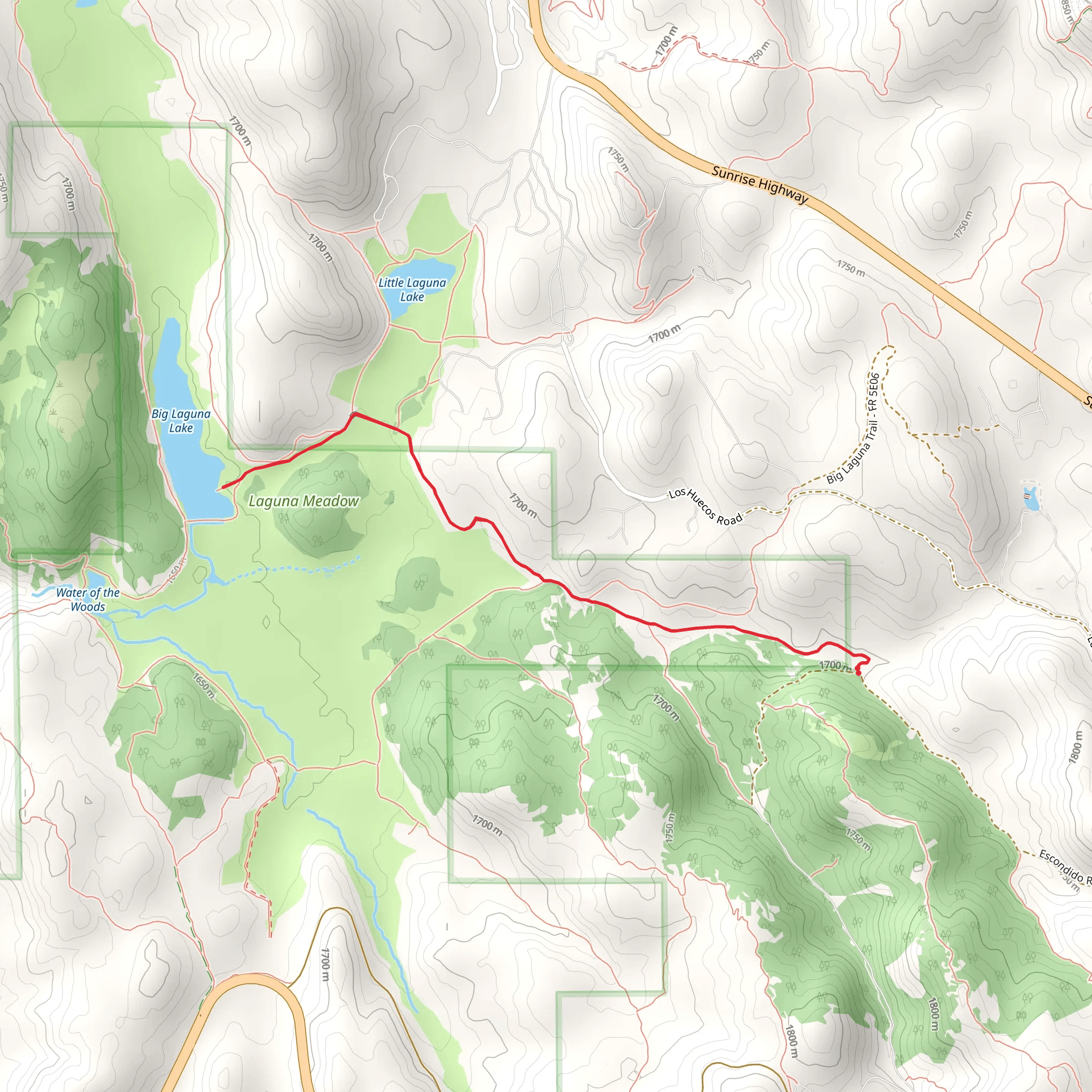 Big Laguna Lake via Escondido Spur Trail mobile static map