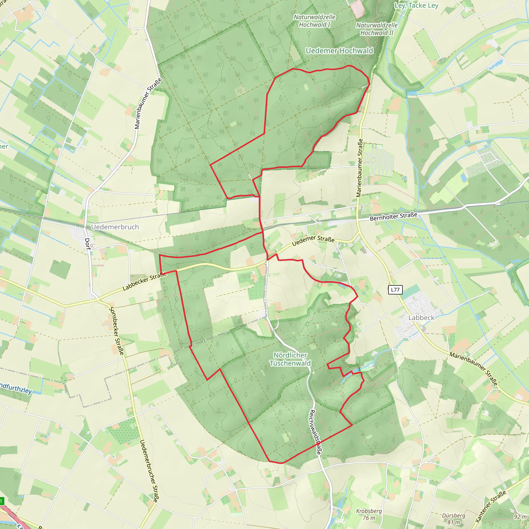 Nordlicher Tuschenwald Loop mobile static map