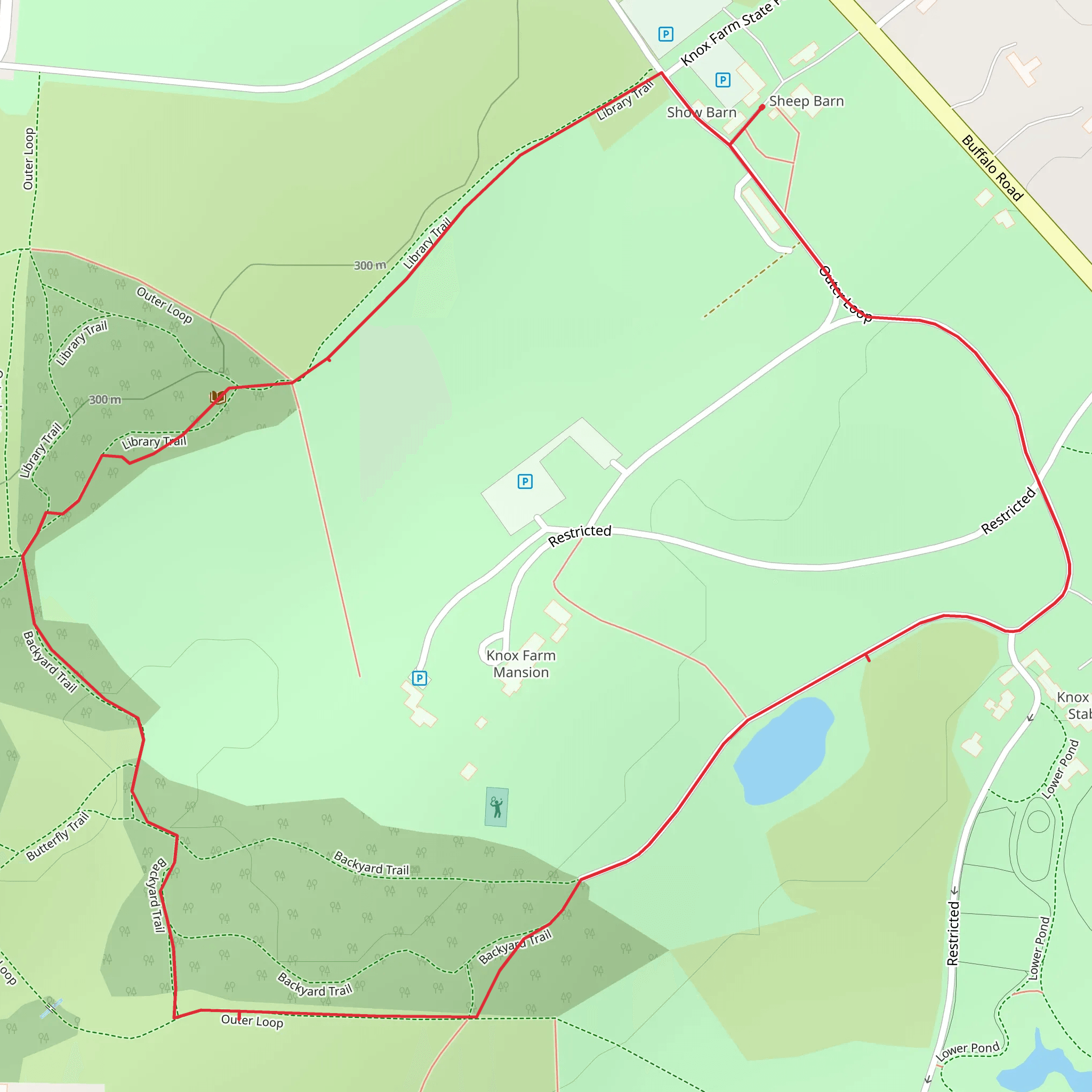 Knox Farm State Park Loop via Outer Loop Trail mobile static map