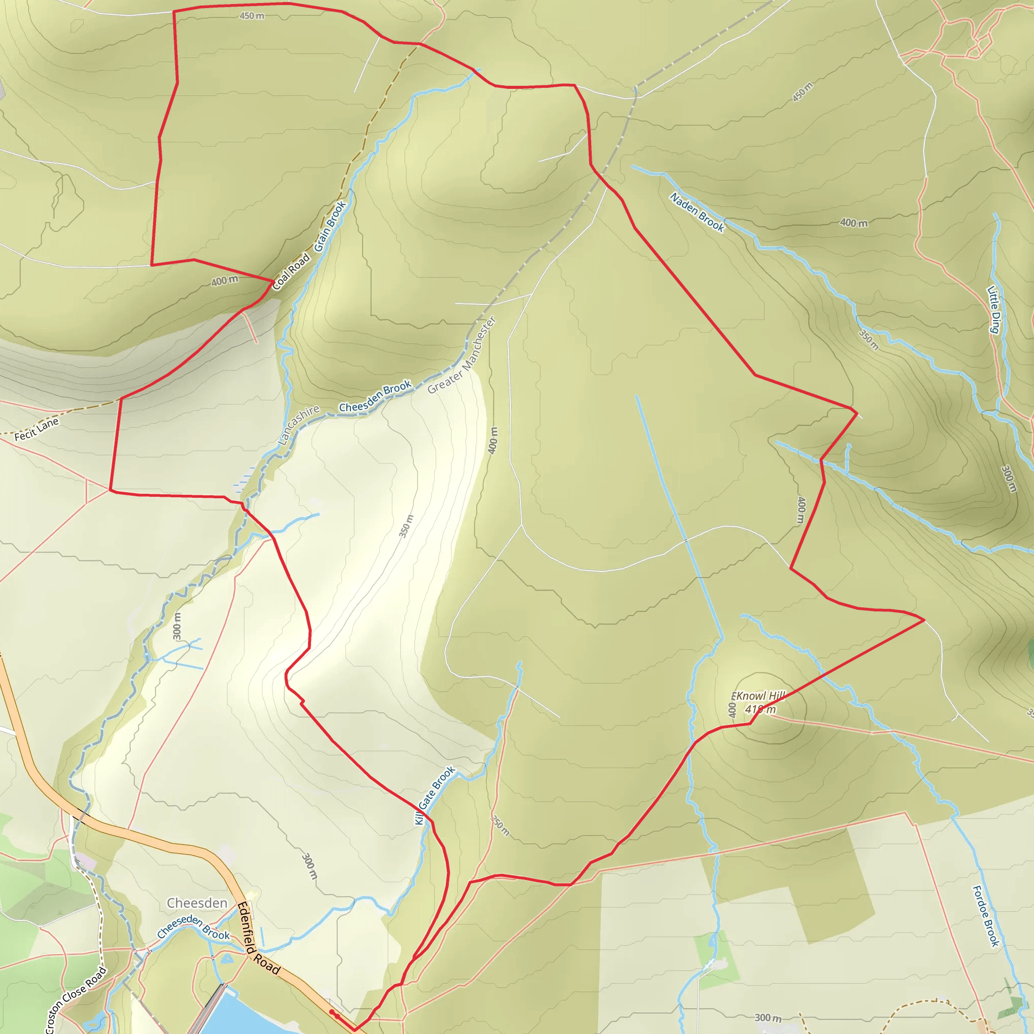Knowl Hill Loop from Ashworth Moor Reservoir mobile static map