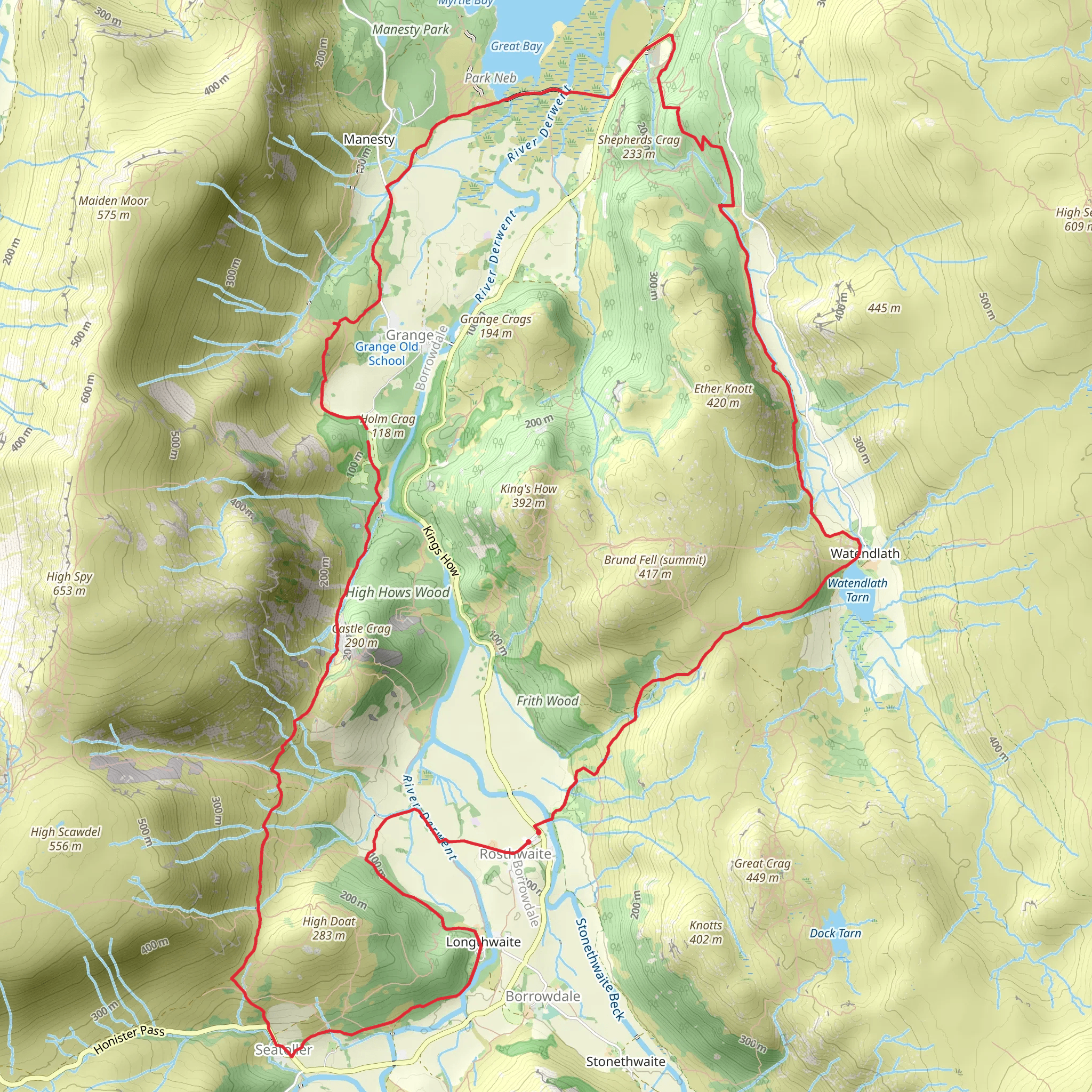 Borrowdale Ramble Loop from Rosthwaite mobile static map