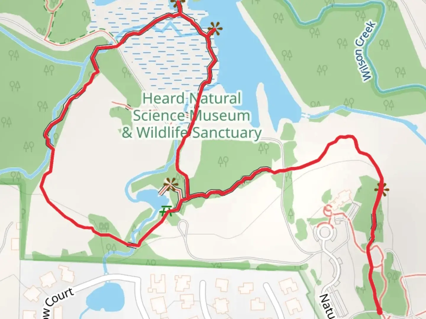 An image depicting the trail Wood Duck and Bluestem Loop Trail and its surrounding area.