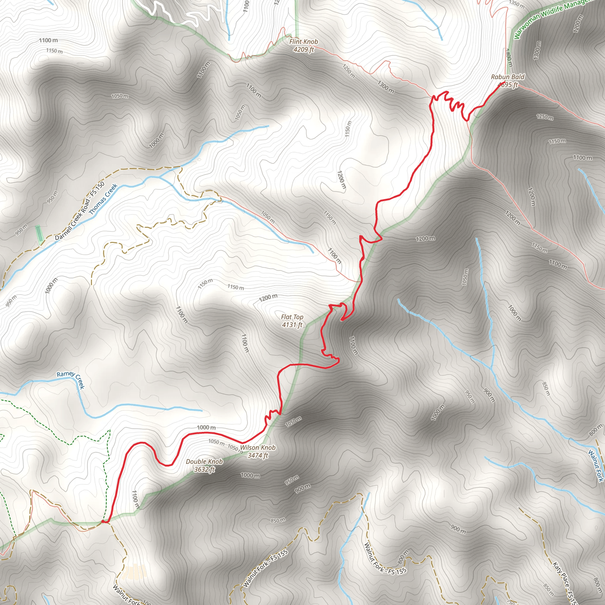 Rabun Bald from Walnut Fork mobile static map