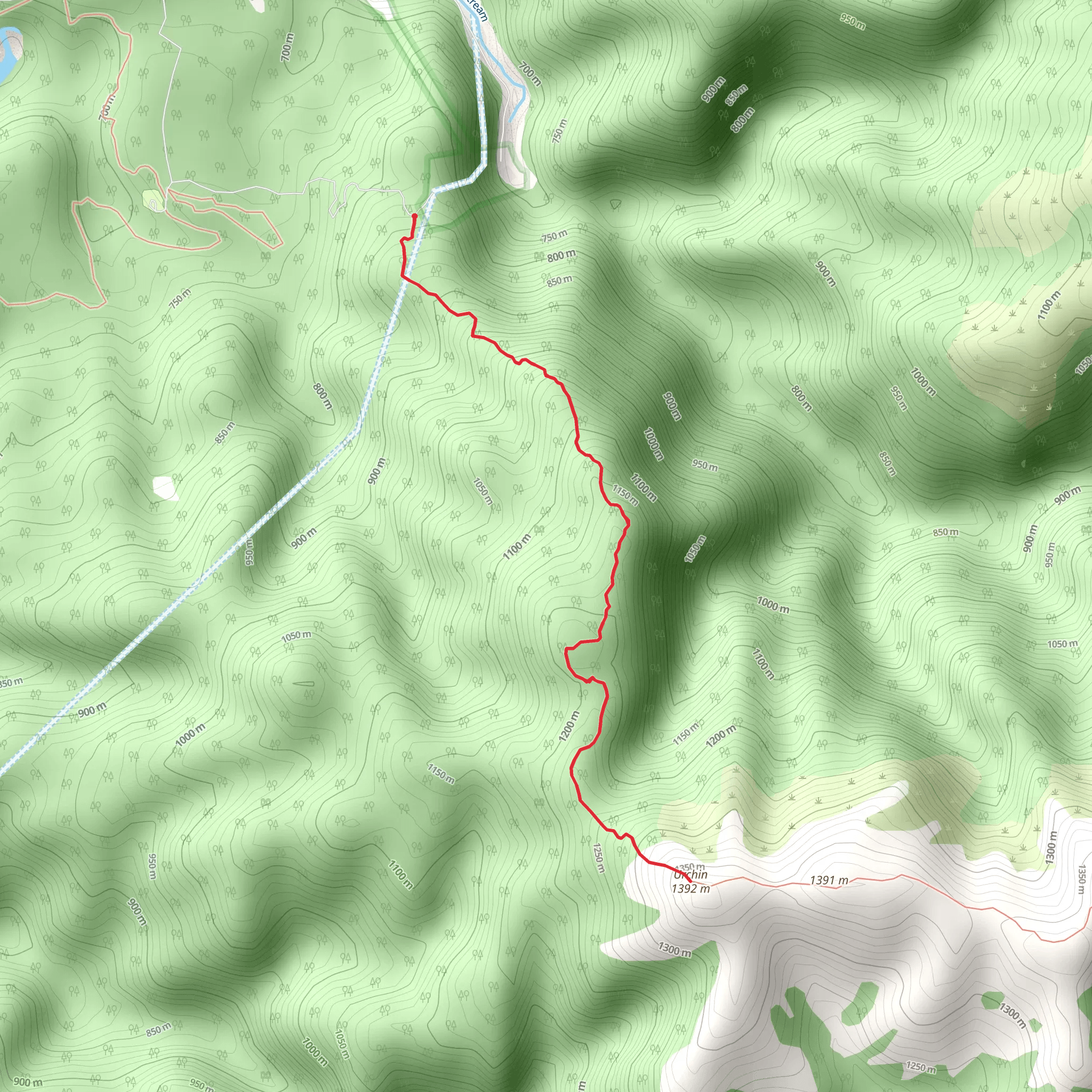 Mt Urchin Track mobile static map