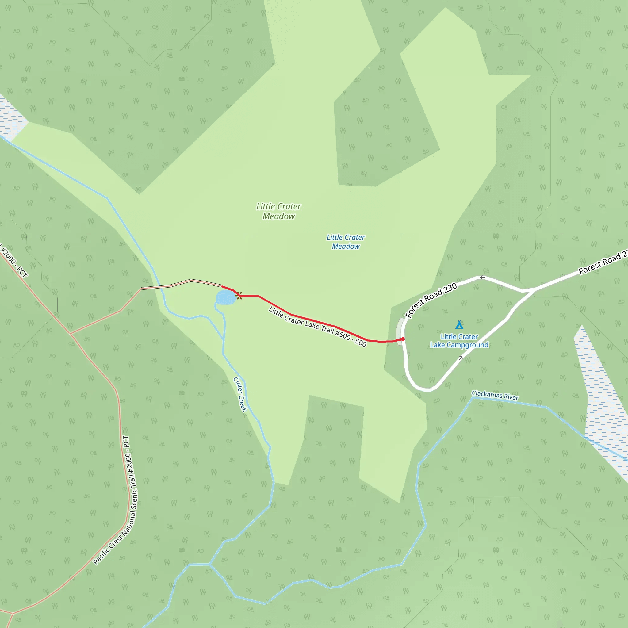 Little Crater Lake Out and Back mobile static map