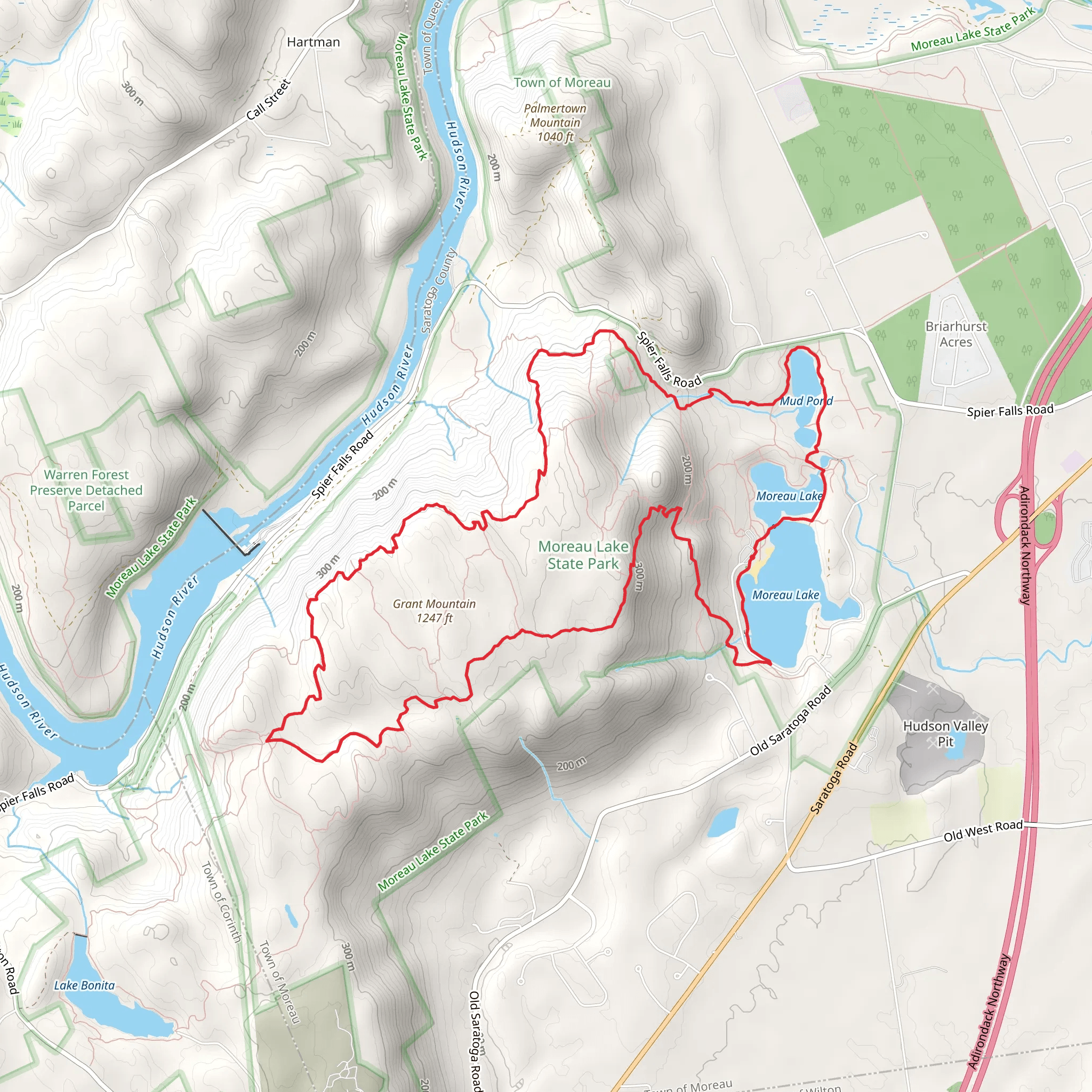 Grant Mountain, Moreau Lake and Mud Pond Loop mobile static map
