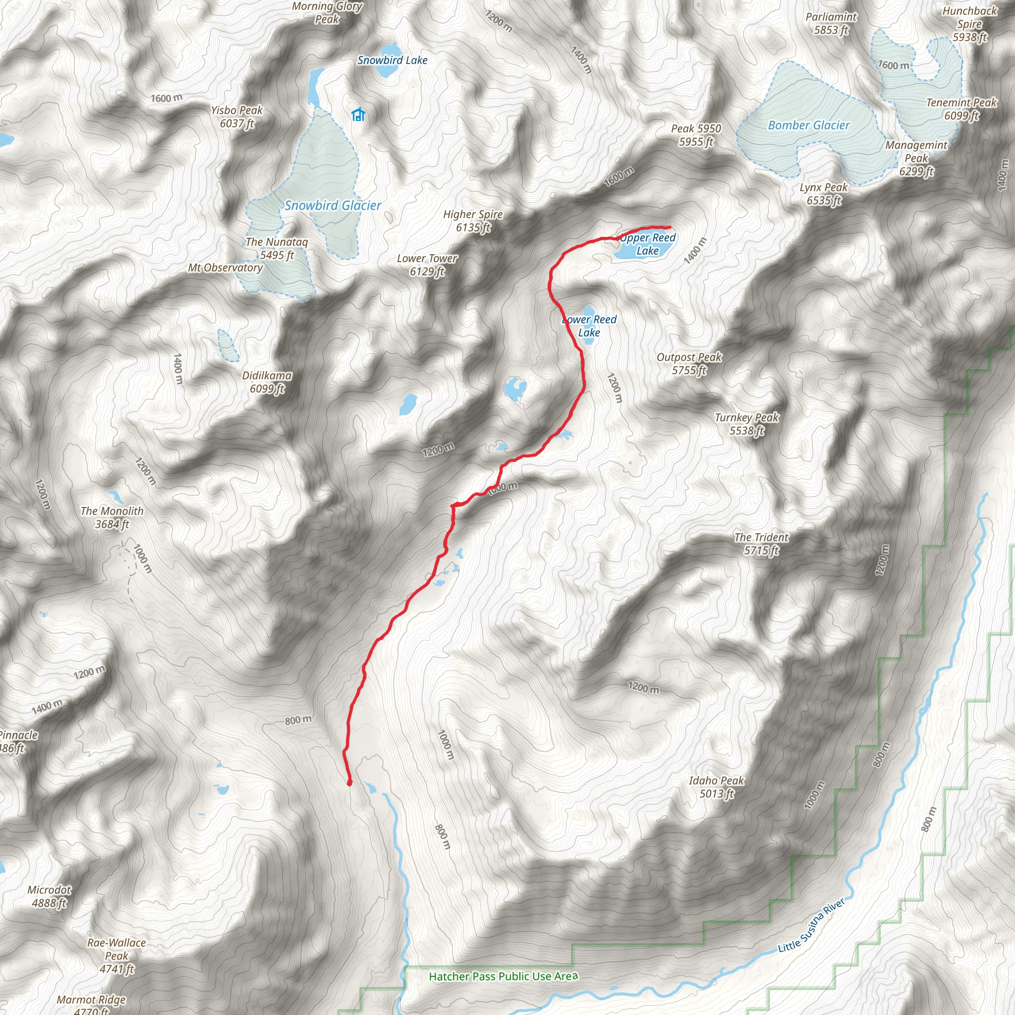 Lower and Upper Reed Lakes Trail mobile static map