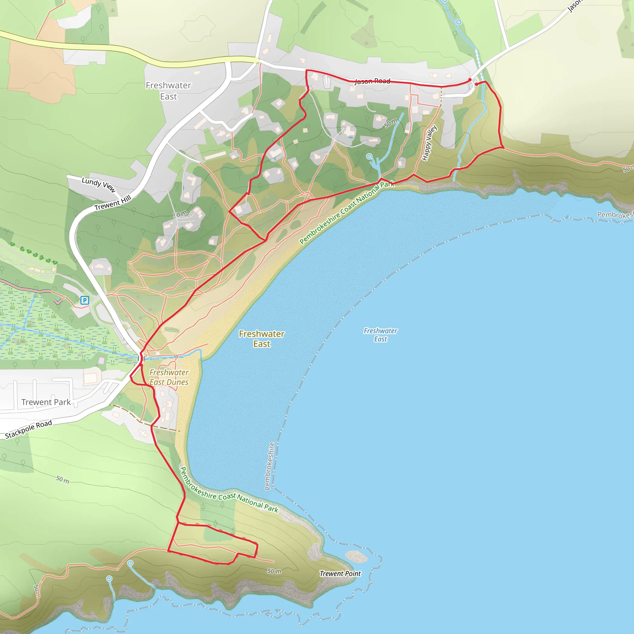 Freshwater East - Short Walk mobile static map
