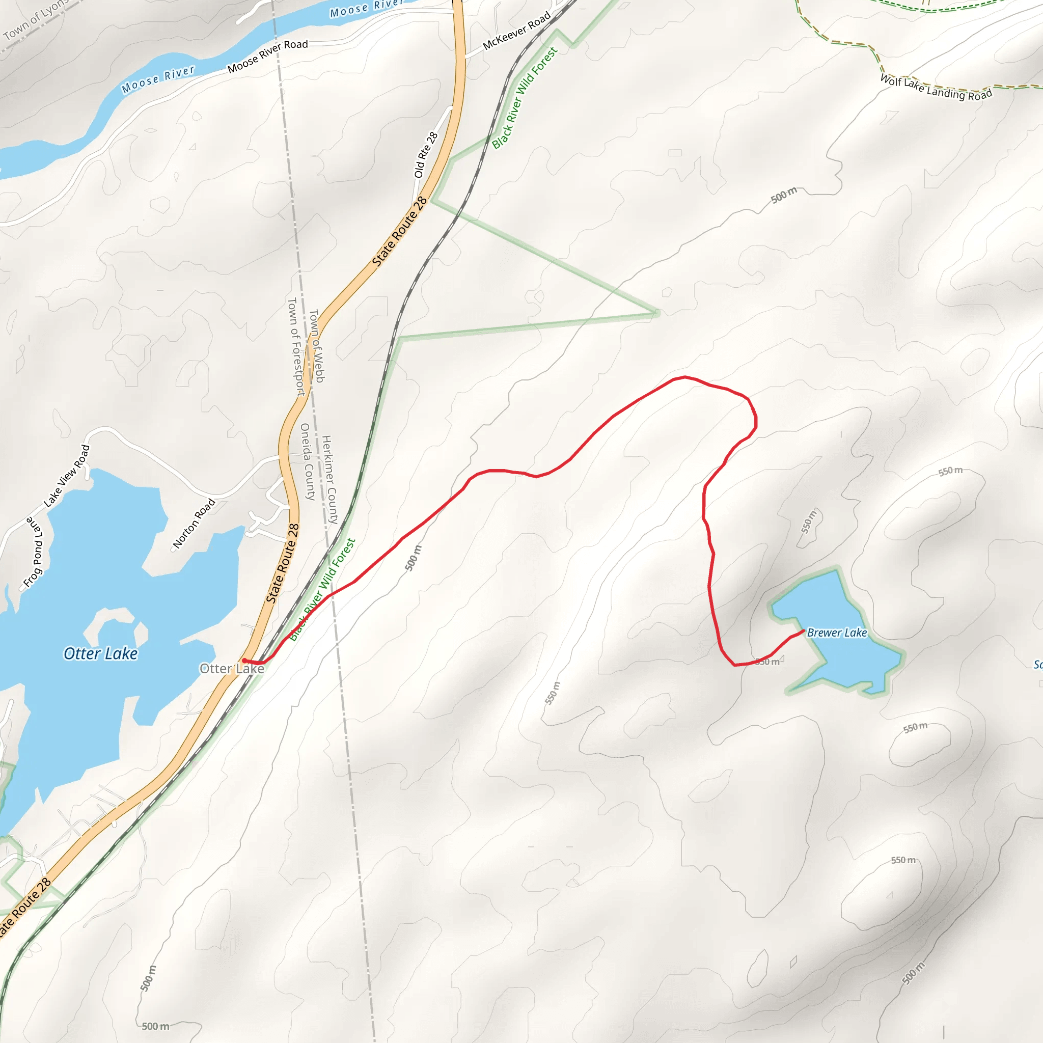 Brewer Lake Trail mobile static map