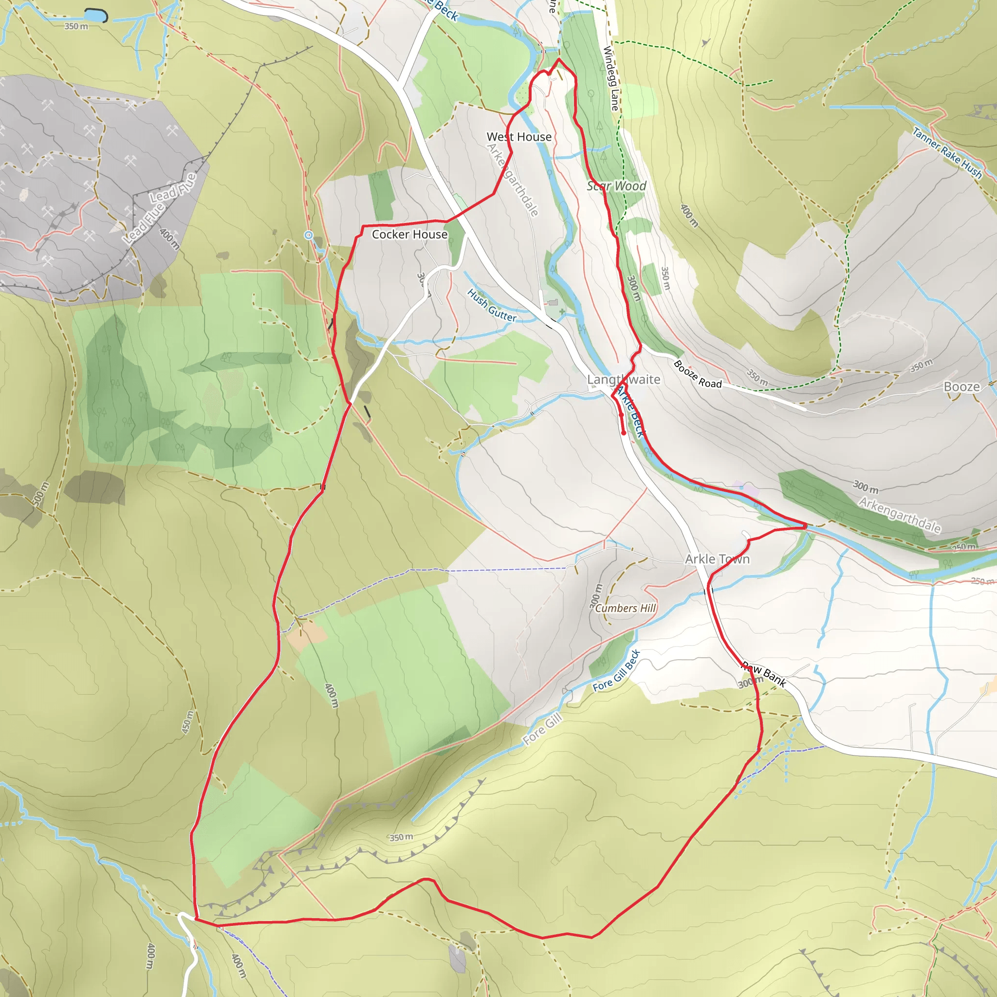 Cringley Hill and Scar House from Langthwaite mobile static map